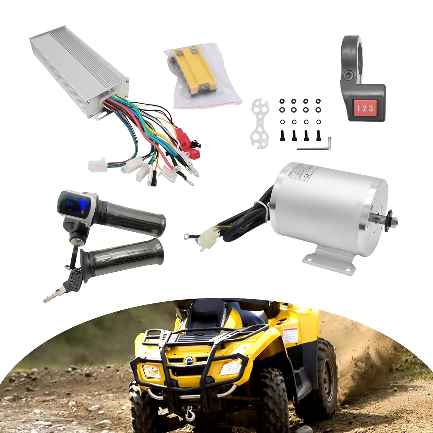 48V Electric Scooter Motor, 2000W 4300RPM Electric Brushless DC Motor w/LCD Twist Throttle & Grip 3-Speed Switch Controller for Go-Karts, Scooters, Atvs, Mopeds, Mini Bikes, Pocket Bikes