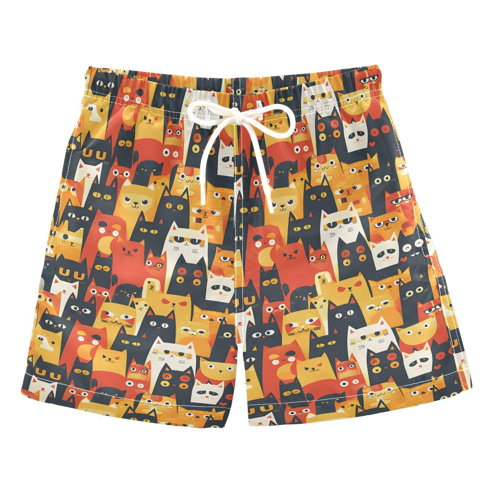 ALAZA Colorful Cat Animal Kitten Lovely Boys Quick Dry Beach Board Shorts Kids Swim Trunks Bathing Suit Swimsuit 3T