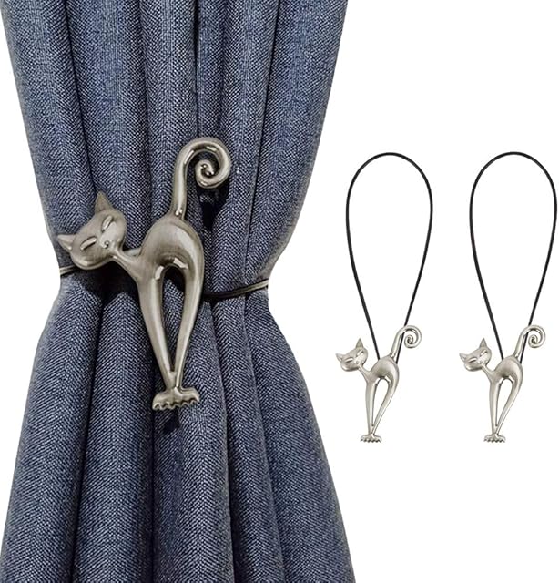 BEISIJIA 2 Pcs Magnetic Curtain Tiebacks, Vintage Curtain Drapery Holdback Strong Magnet Curtain Clips Rope No Drilling Curtain Holder Buckle for Home Office Cafe Balcony Decoration