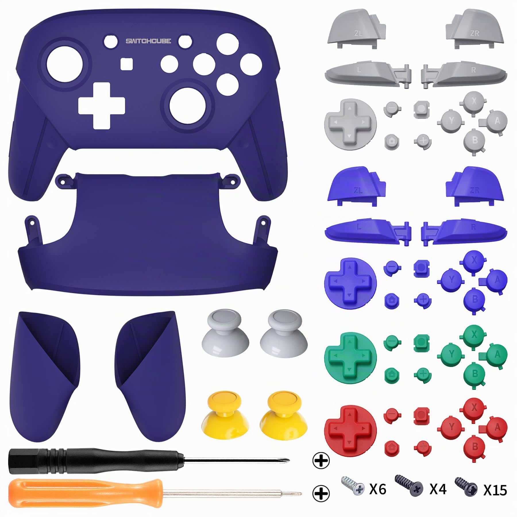 eXtremeRate Coque de Remplacement pour Nintendo Switch Pro Manette, Coques Motifs rétro Avant Arrière Poignées Grips pour Manette Switch Pro Classic SwitchCube Style