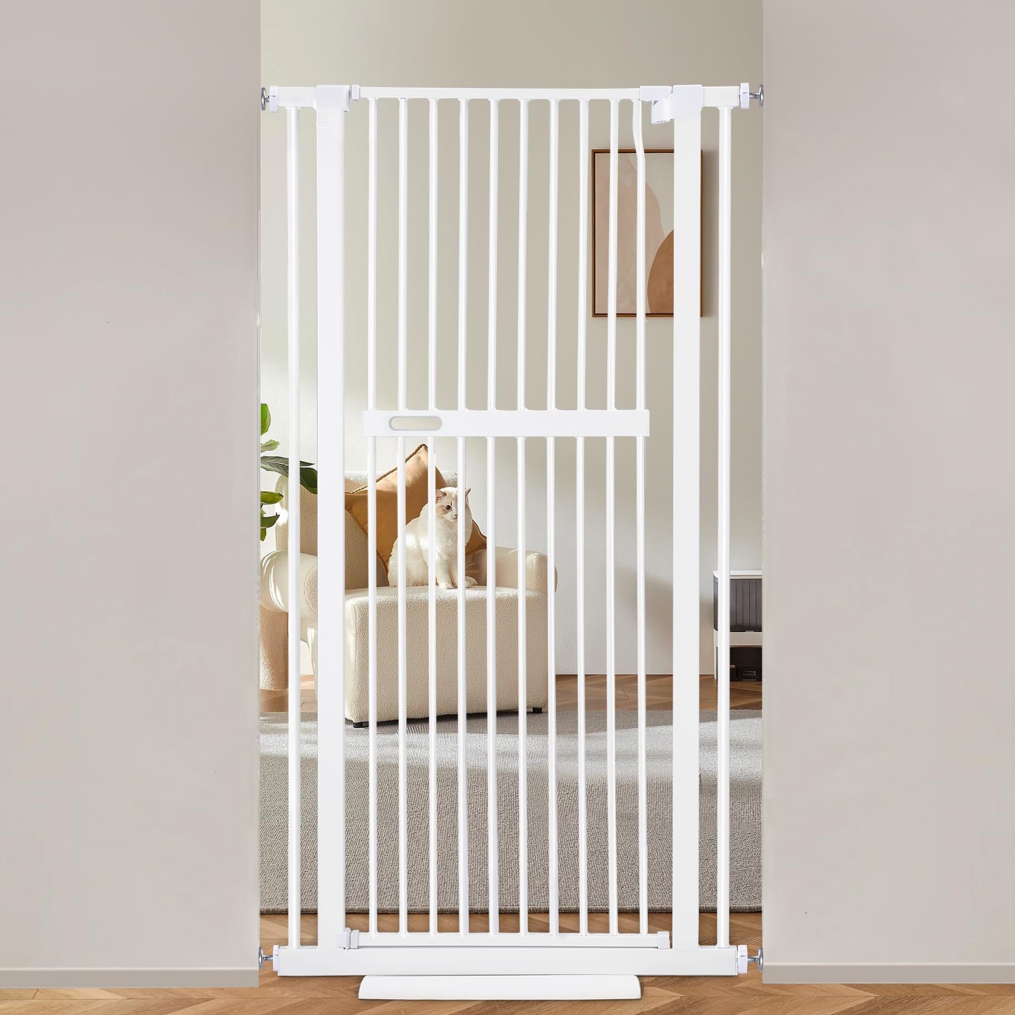 Rengue 55.11" Extra Tall Pet Gate, 30.733.07" Wide Metal Cat Gate