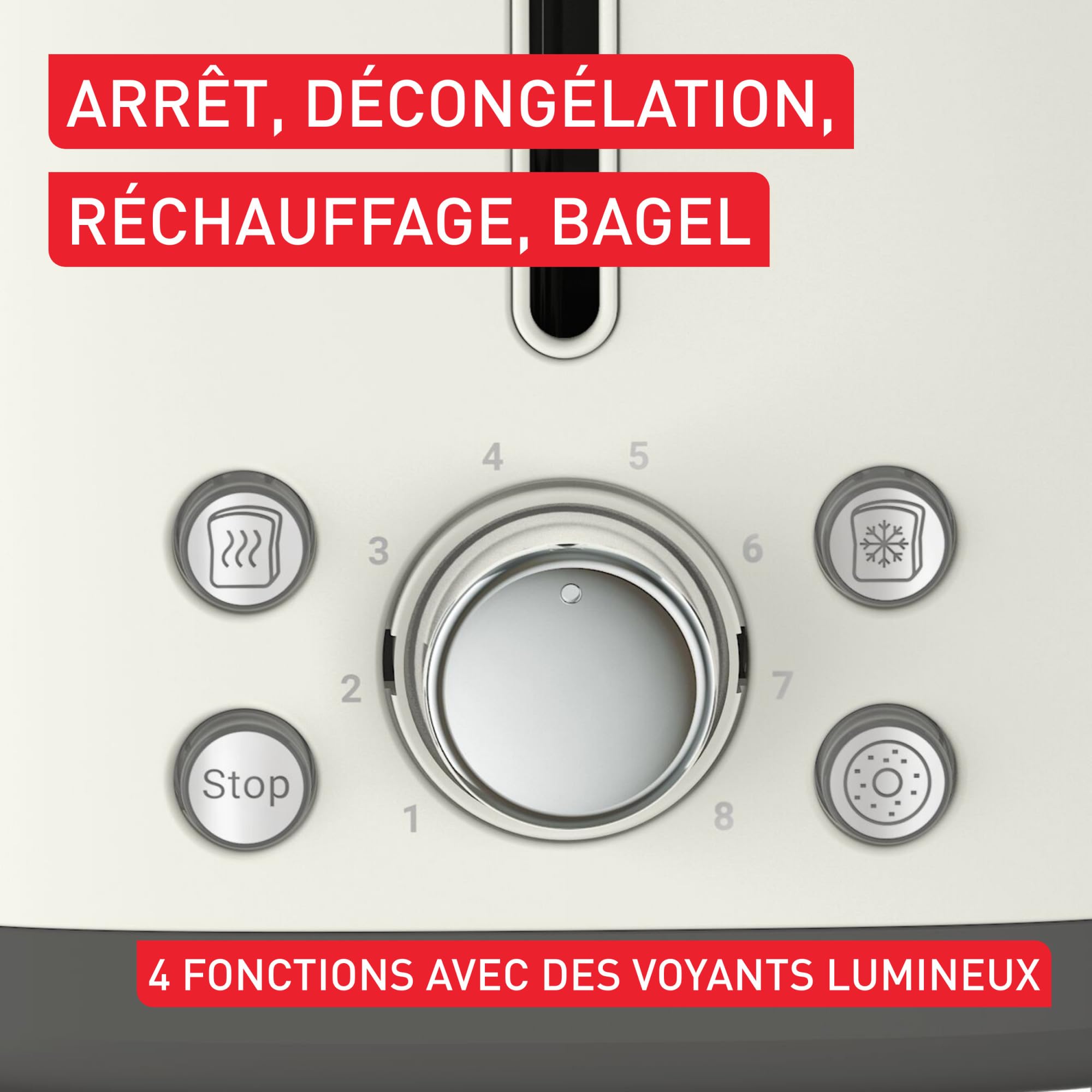Tefal Collection, Grille-pain 2 fentes, Design en acier inoxydable rétro, Levier de surélévation, 8 niveaux de dorage, TT720AE0