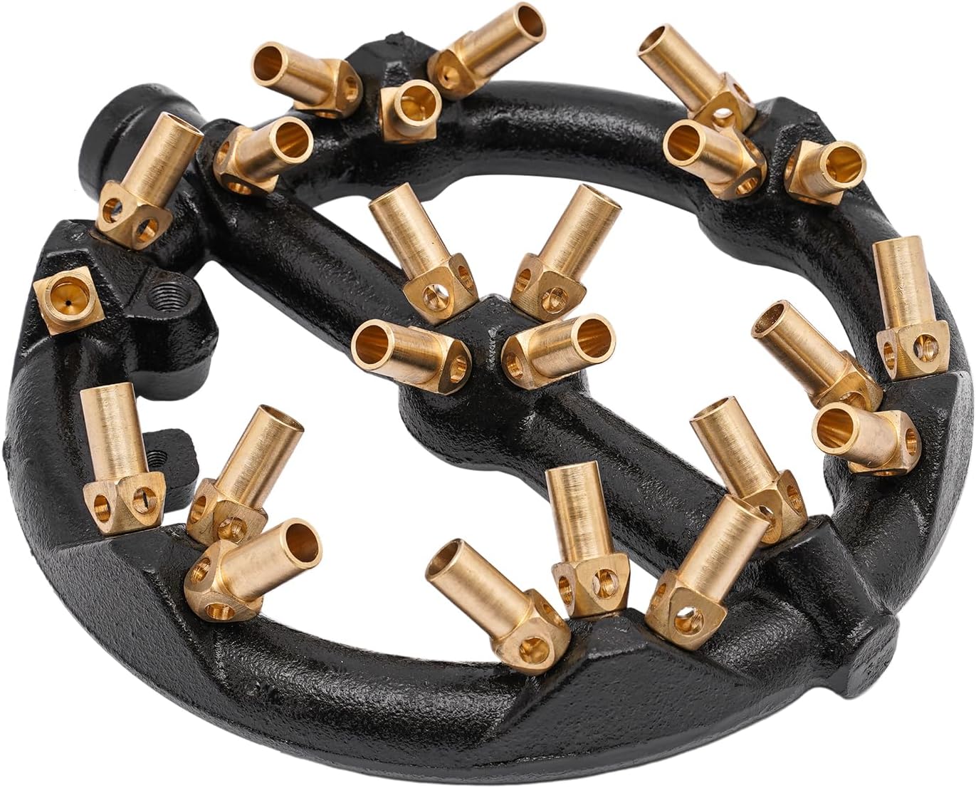 Natural Gas Jet Burner, 10/20/23/32 Tips Round Nozzle Jet Burner for Chinese Wok Range, Wok Burner Cast Iron & Brass, Up to 80,000 BTU/HR (23 Tips)