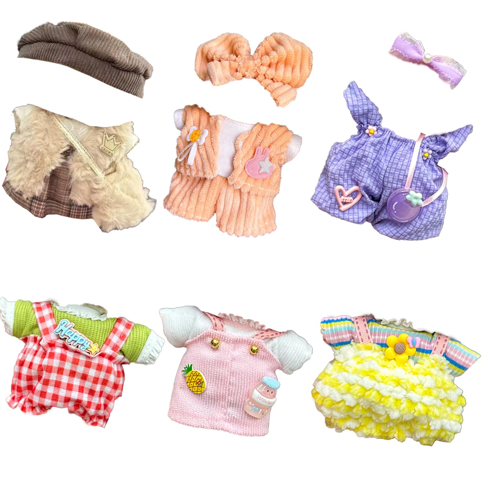 Ezcora Doll Clothes for Doll, 6 Pack Outfits for 17cm Doll, Perfect for Play & Display, Doll Accessories for Collectors (No Dolls) (Set 3)