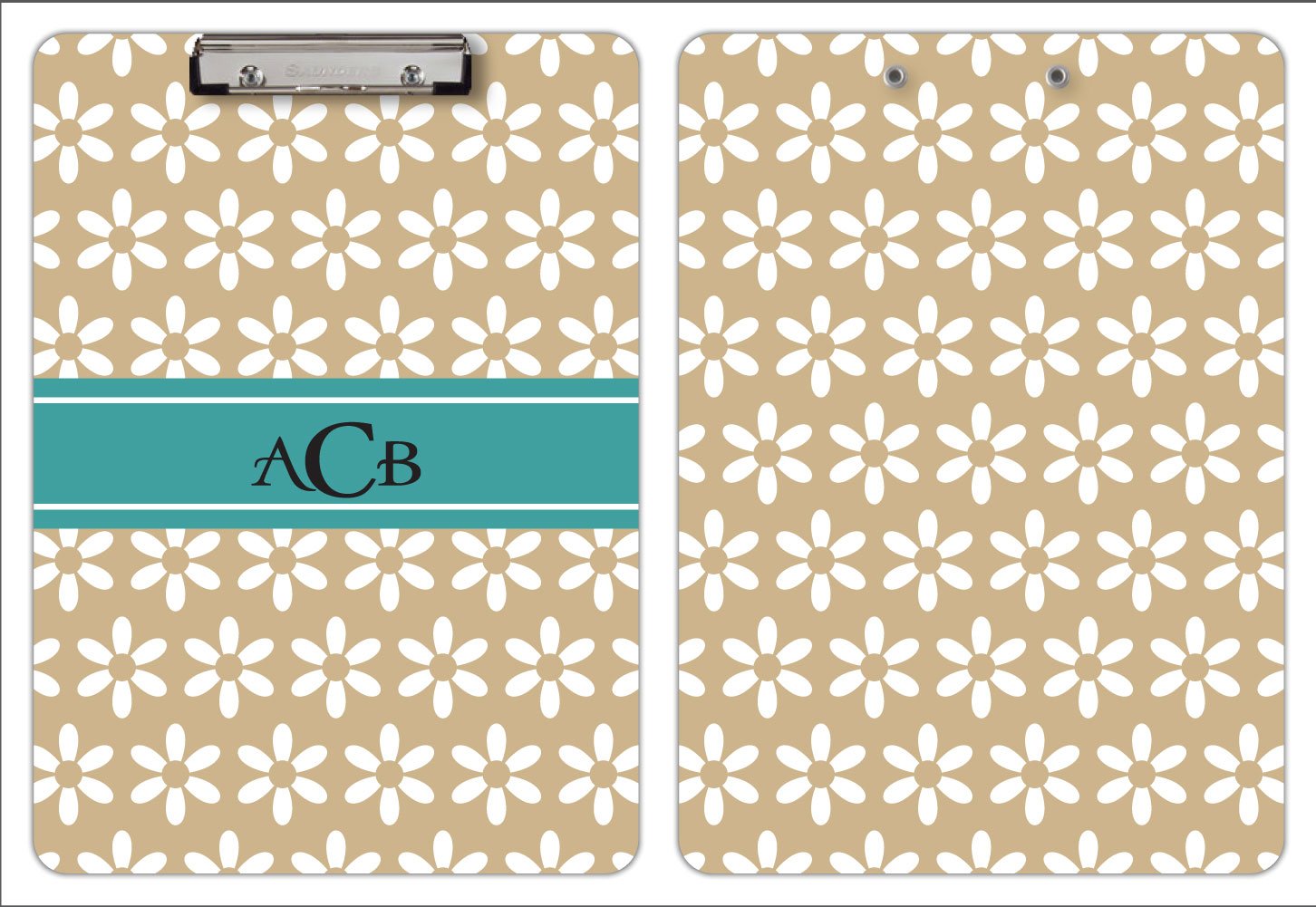 Personalized Flowers Printed Dry Erase Clipboard, Sand