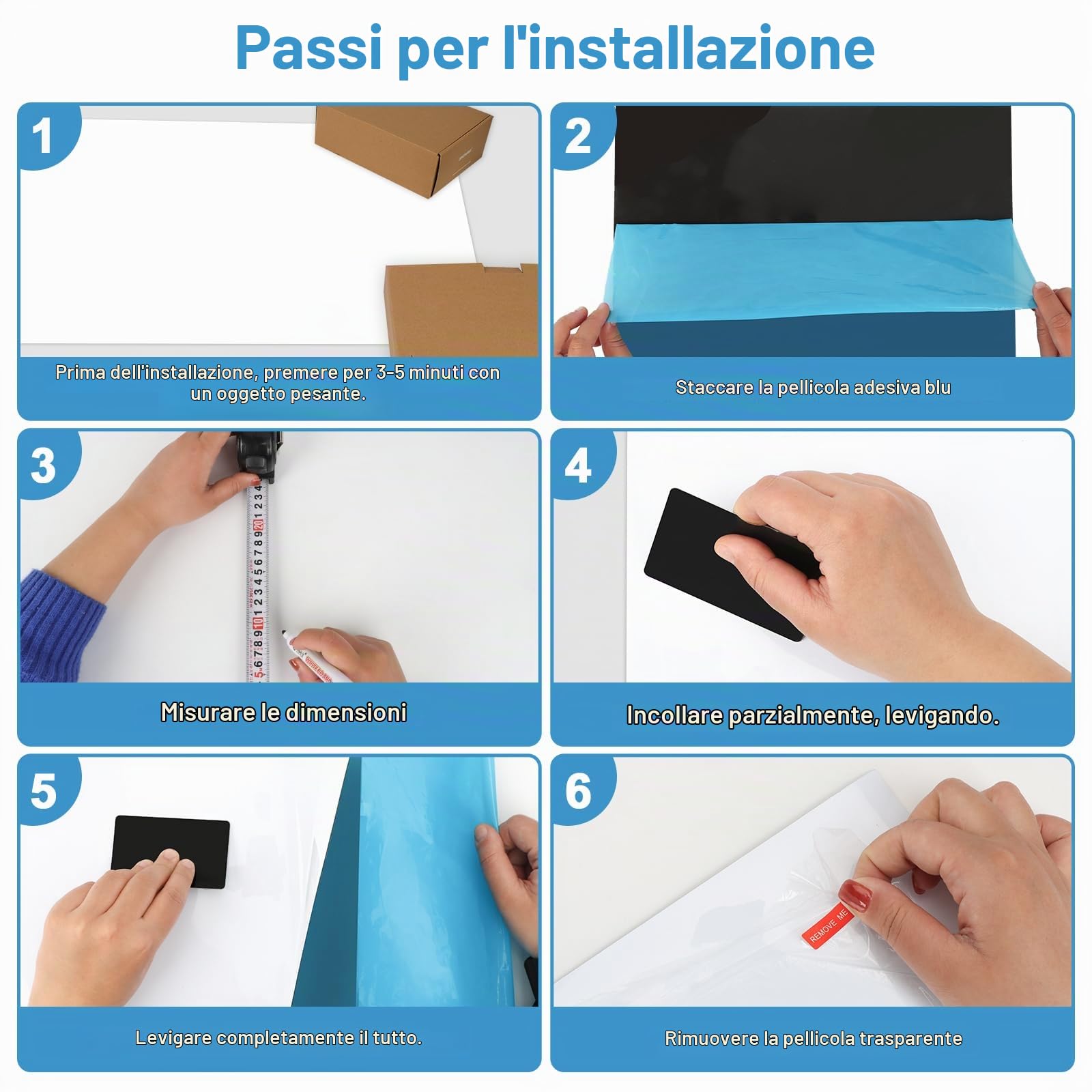 Cinnani Lavagna Bianca Magnetica Adesiva Cancellabile, 80 x 40CM Lavagna Magnetica da Parete, Include 4 Pennarelli, Cancellino e 6 Magneti, Multiuso Lavagna Cancellabile per Scuola, Ufficio, Casa, DIY
