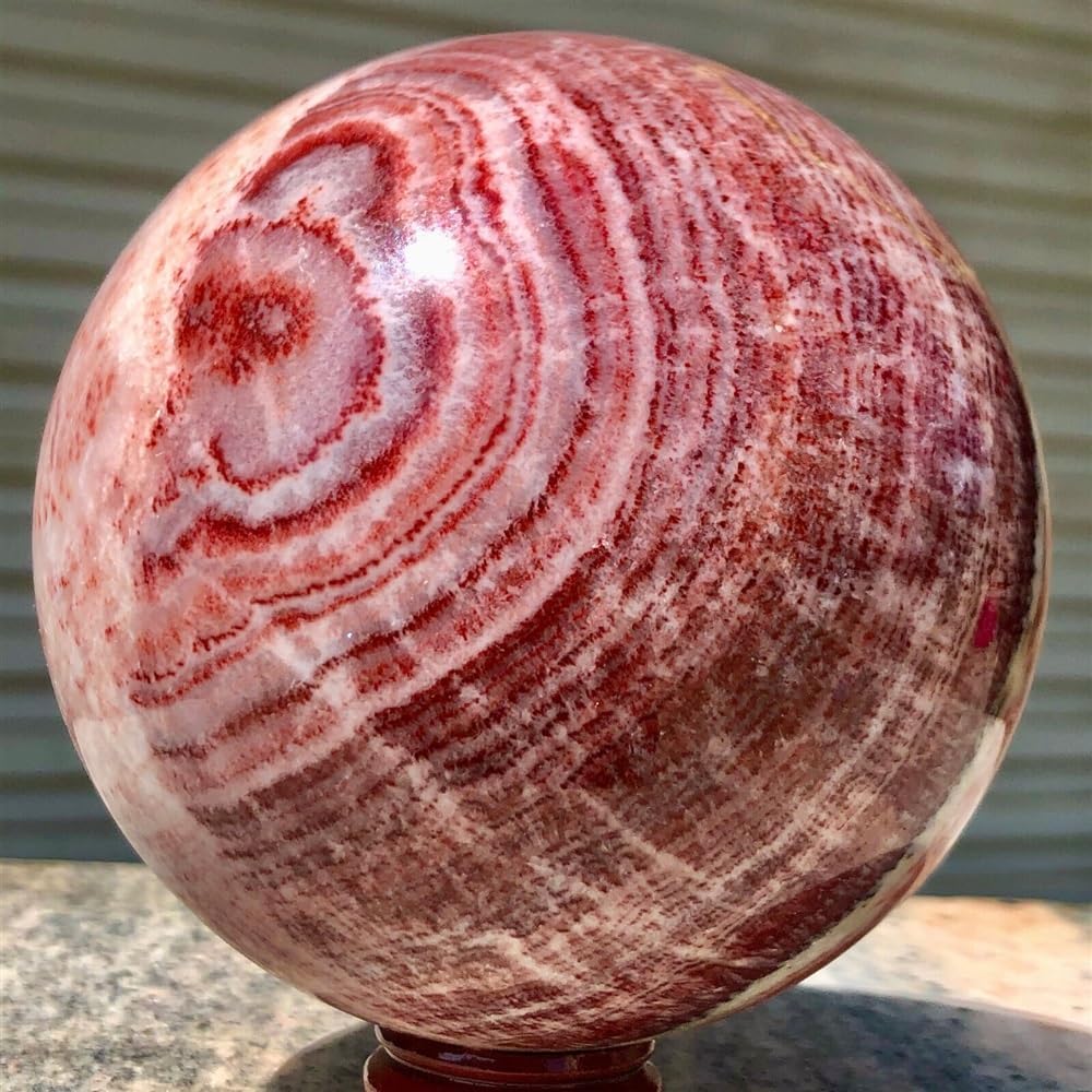Rhodochrosite Pig Stone Sphere Quartz Crystal Ball Ornaments (Size : 70-75mm)