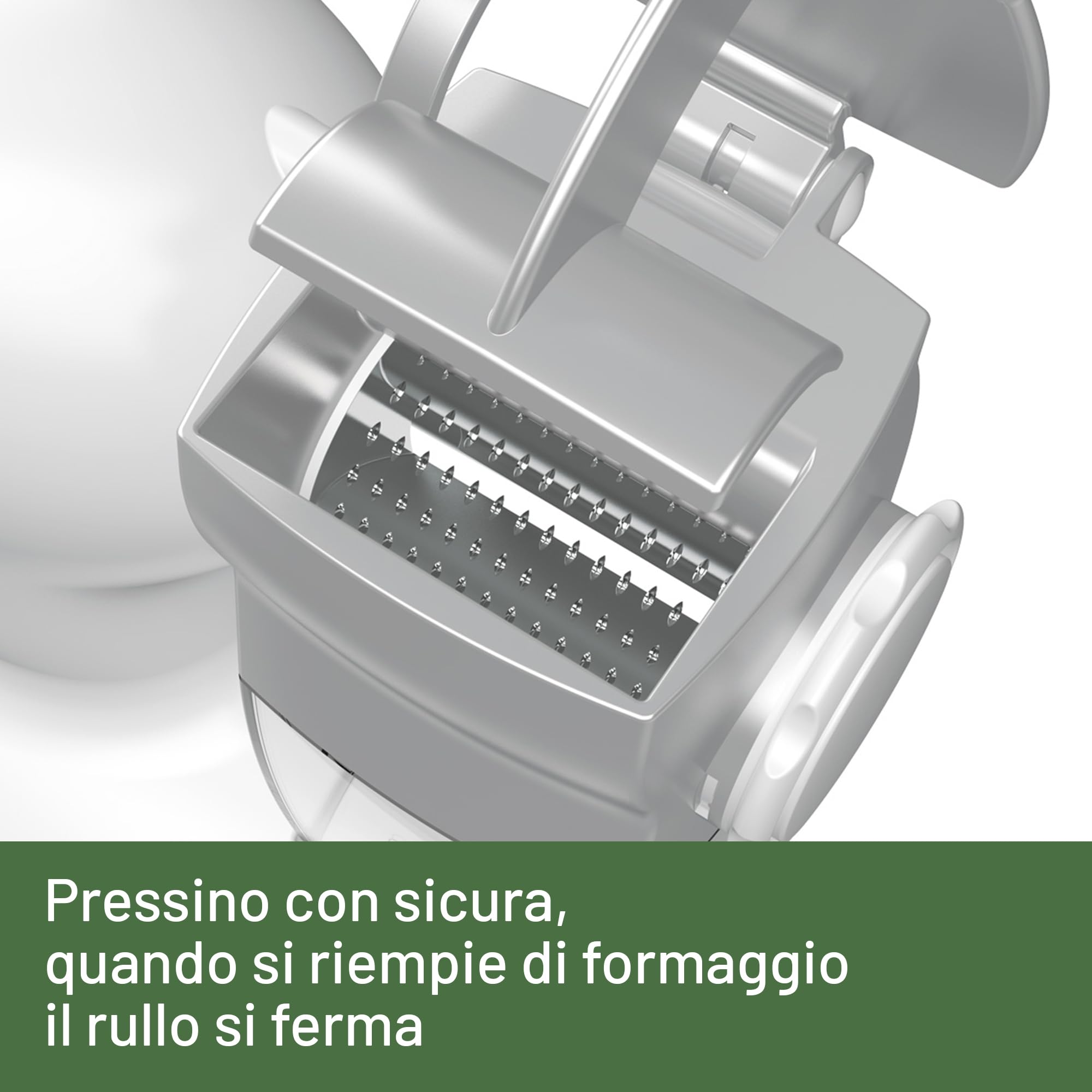 Imetec Grattugissima, Grattugia Elettrica per Formaggio, Pane e Frutta Secca, Contenitore Estraibile, Coperchio Salvafreschezza, 150 W, Rullo in Acciaio, Accessori Lavabili in Lavastoviglie