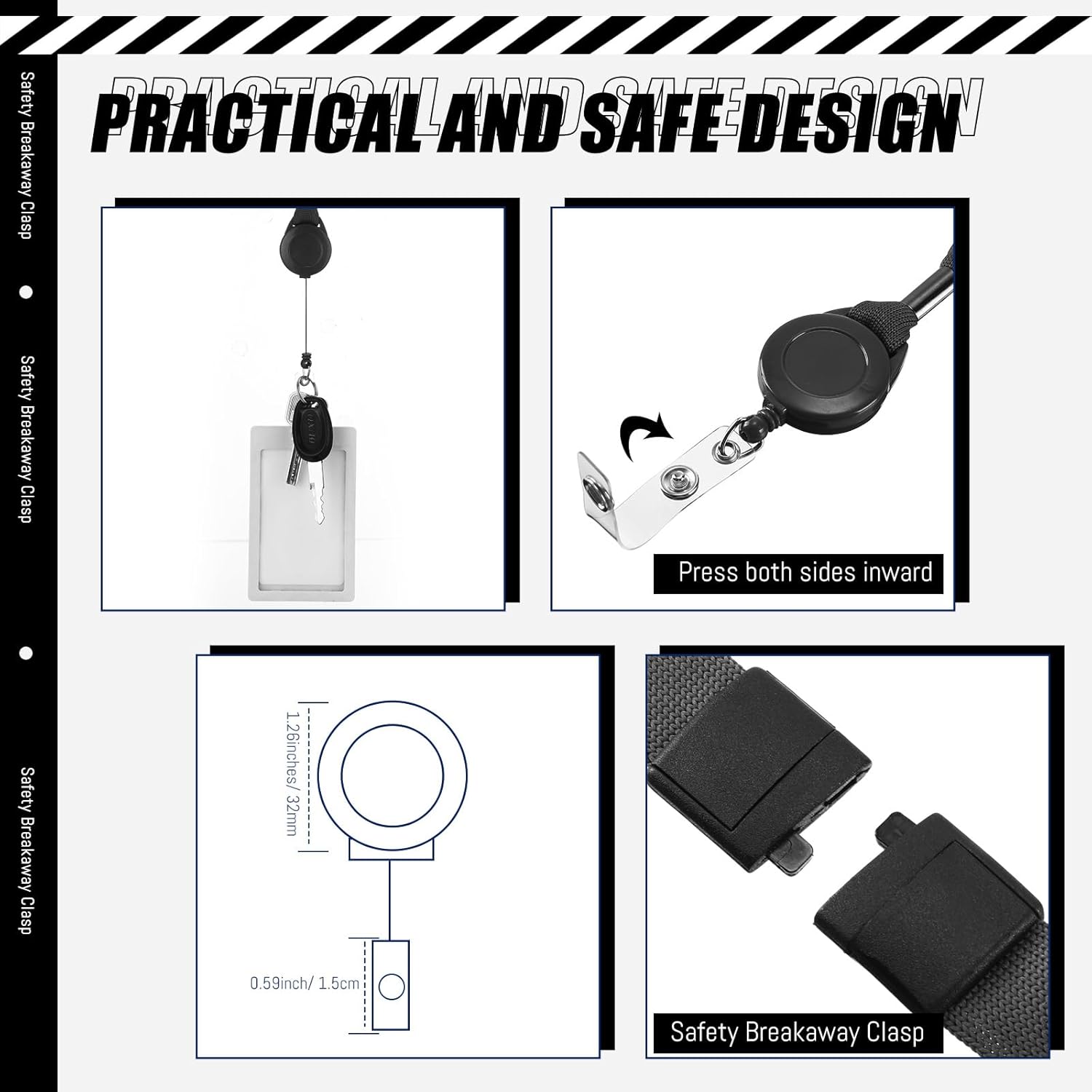 Windyun 36 Pcs Breakaway Lanyard with Safety ID Bulk Retractable Lanyards Flat Neck Straps (Black) - Image 3