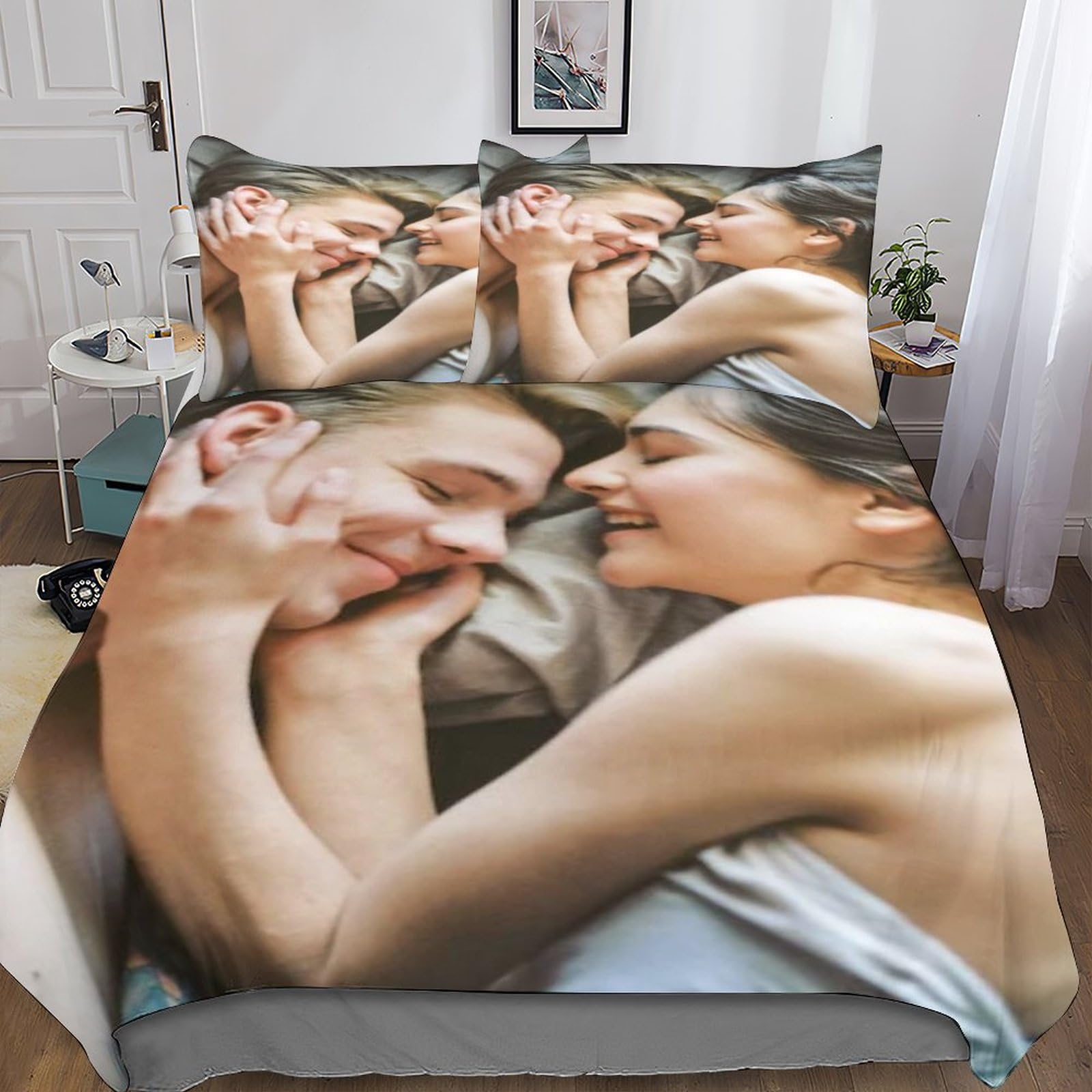 Parure de lit DIY personnalisable avec housse de couette 220x240 et 2 taies d'oreiller motif 3D enfants