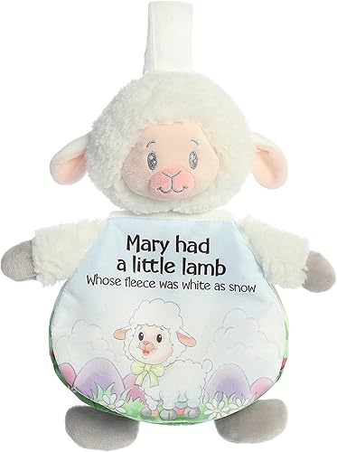 Ebba Educational Story Pals Mary Had A Little Lamb - Animal de peluche para bebé, libro suave para acostarse, desarrollo sensorial, color blanco, 9