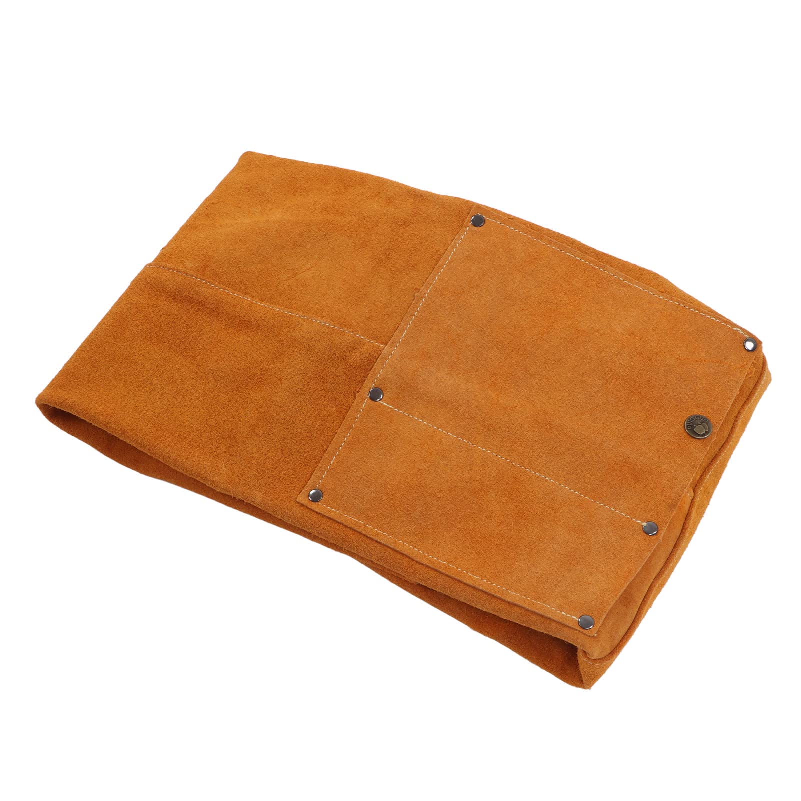 Tablier de soudage en cuir avec plusieurs poches à outils, ignifuge, vêtements de travail en cuir de vache robuste à deux couches pour le travail des métaux, la fusion, le meulage