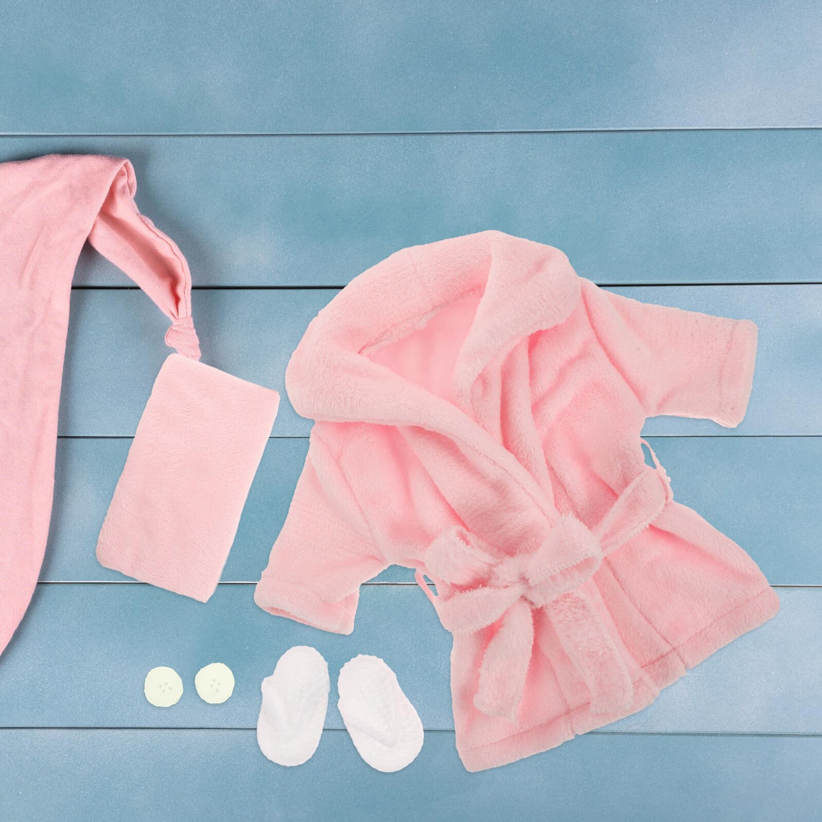 Bata de Fotografía para Recién Nacido, 1 Juego Rosa | Forro Polar Coral Suave, Accesorios Incluidos, para Ñiño Niña y Niños Pequeños, Sesiones y Fiestas