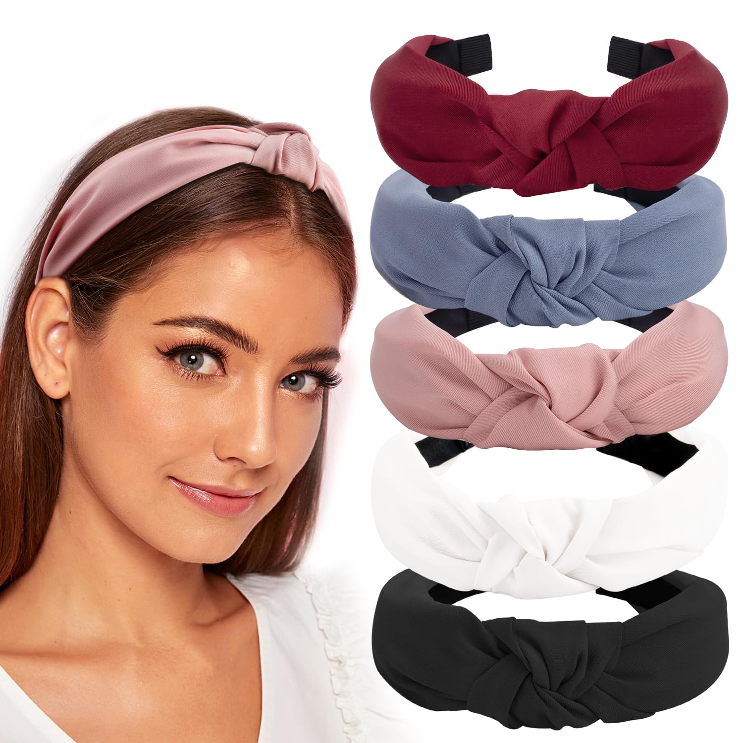 Amazon.com : Deoot 5 Pack Wide Fabric Knotted Headbands for 