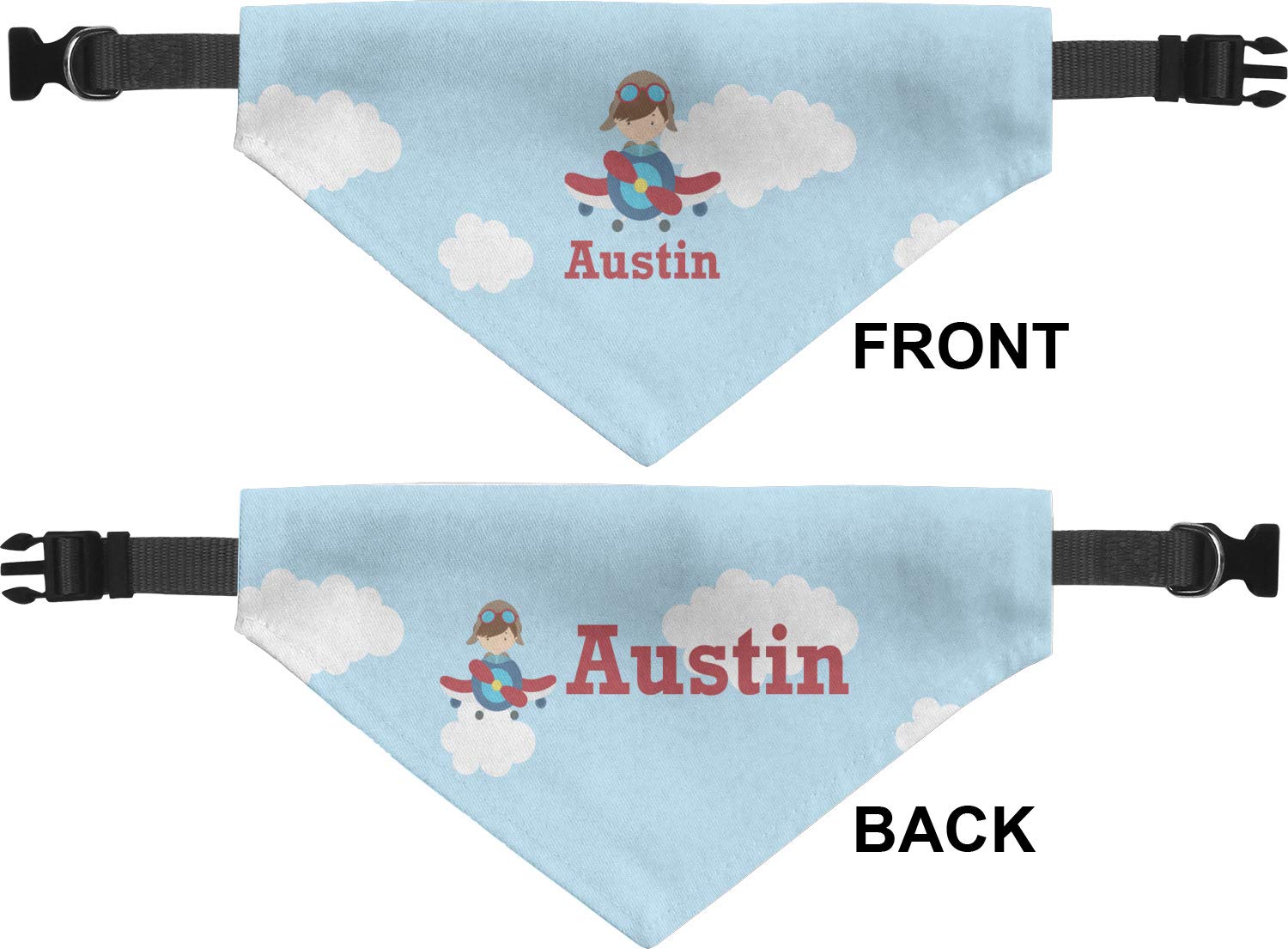 RNK Shops Personalized Airplane & Pilot Dog Bandana - Large