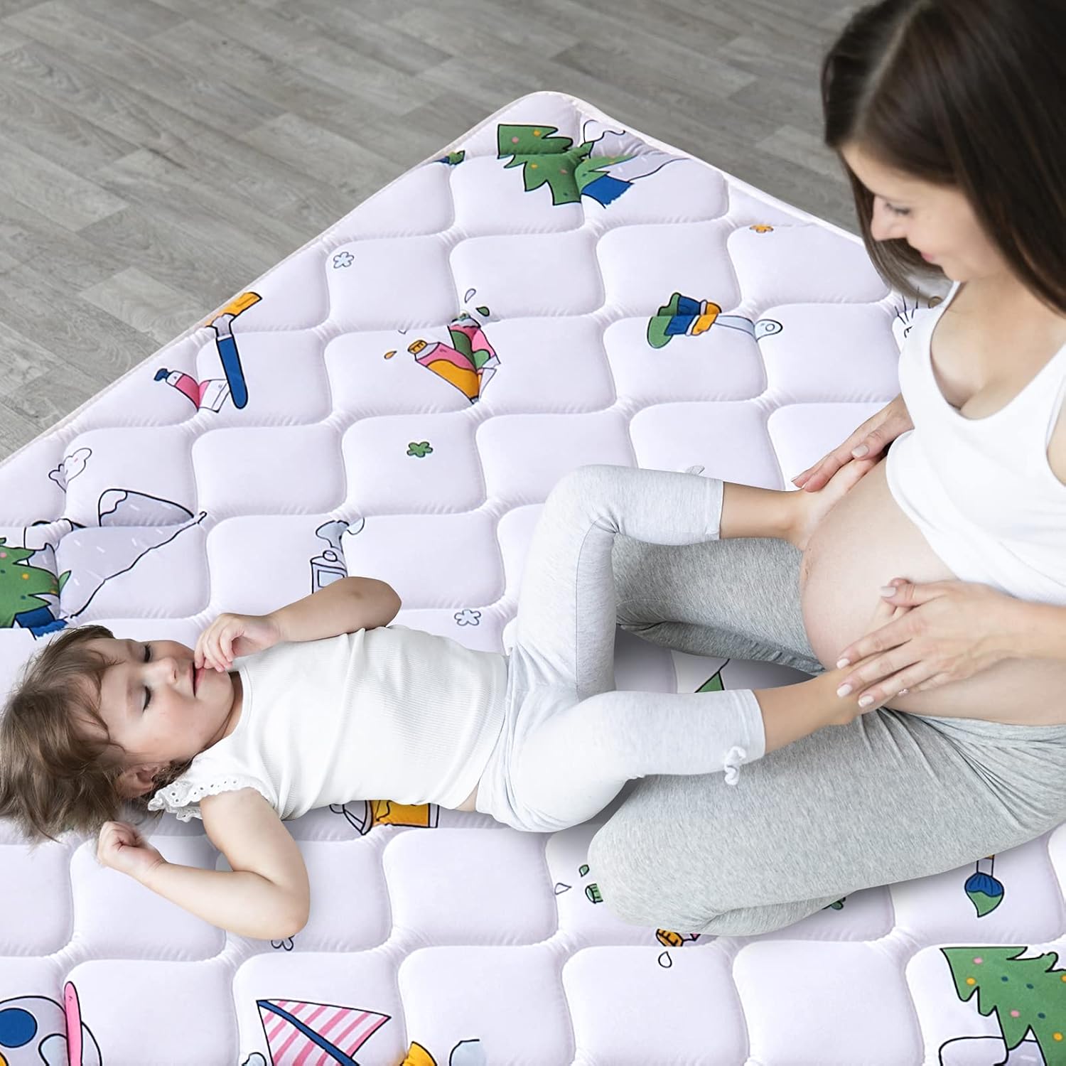 Vibe bear Baby Play Mat 79" X 71", Thicker Foam One-Piece Crawling Mat, Extra Large Anti- Slip Crawling Mat Activity Playmats for Babies,Toddlers, Infants, Play & Tummy Time