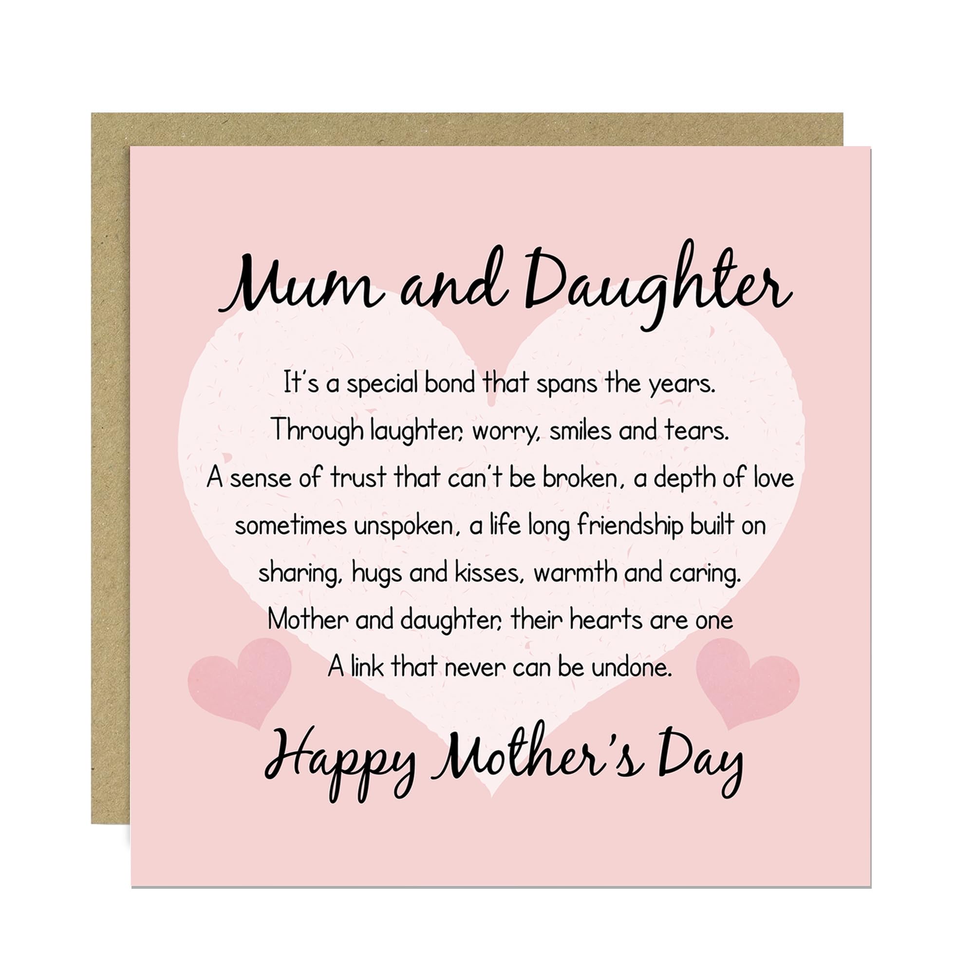 RED OCEAN Happy Mothers Day Card, Mum And Daughter Card, For Mum, From Daughter, Mothers Day With Envelope, For Her, Poem