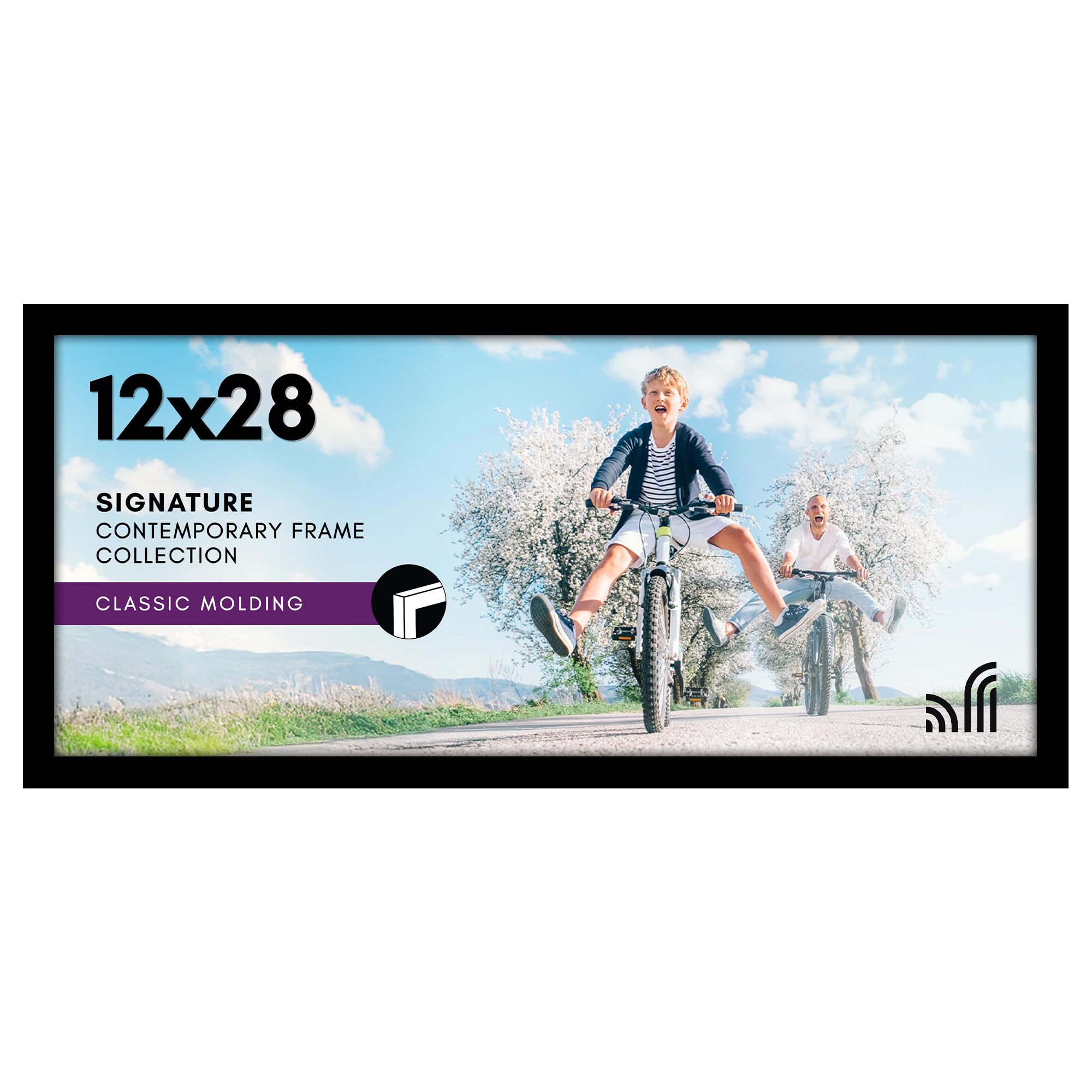 Americanflat 12x28 Picture Frame with Polished Plexiglass - Signature Collection - Gallery-Style Frames Made of Engineered Wood - Photo Frame for Wall Display - Black