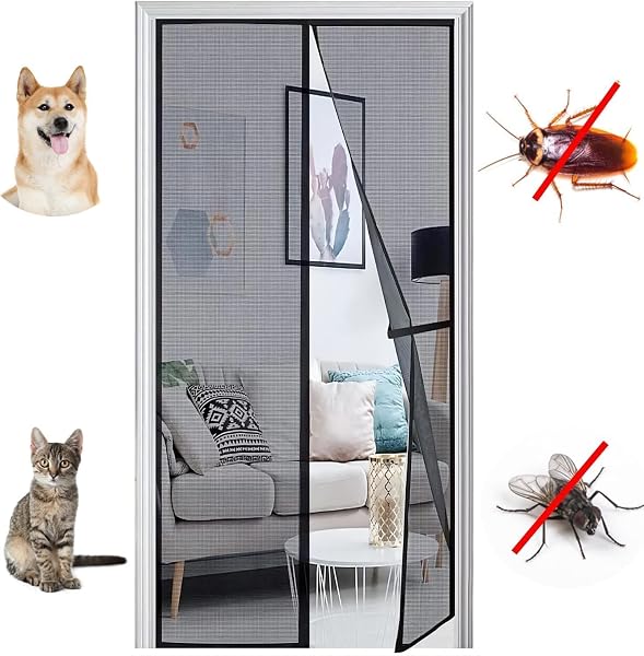 Panngu Fliegengitter Balkontür Magnet 160x250cm, 2024 Verstärkt Fliegenvorhang Terrassentür Magnete Türe Ohne Bohren, Fliegennetz Balkon Insektenschutz Tür, Magnetische Moskitonetz Vorhang Schwarz - 5