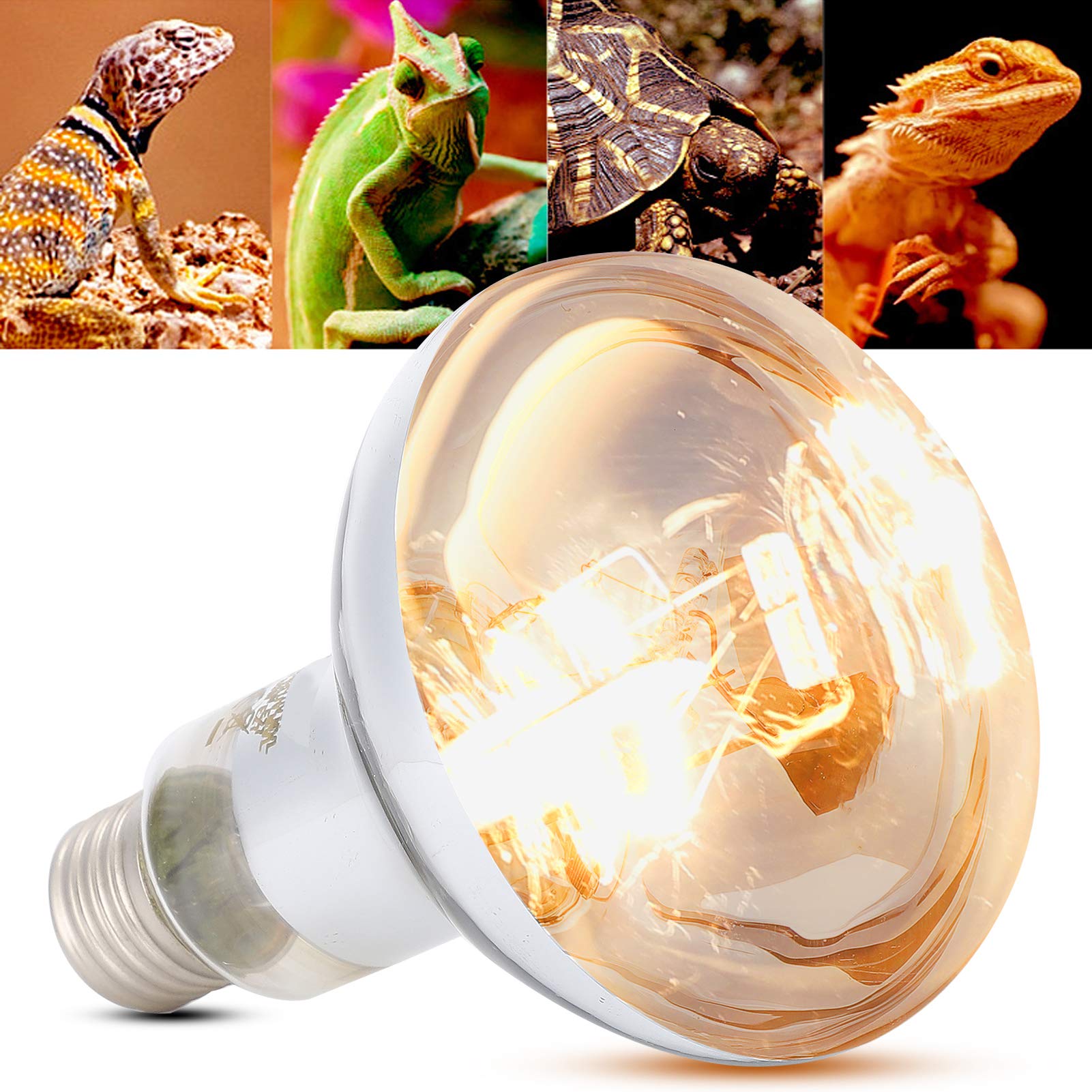 Luz de calefacción para Mascotas, lámpara de Calor para Reptiles Profesional, lámpara de calefacción para Mascotas E27 Ajustable y Duradera 220-240V 80W Bombillas de Calor para Reptiles UVB