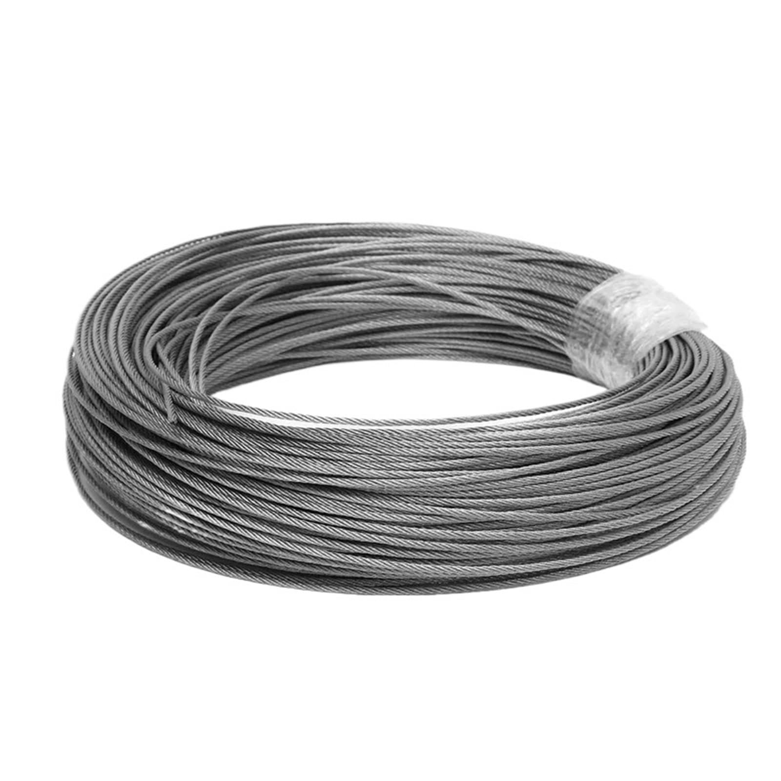 50M/100M 304 Fune in Acciaio Inox Morbido Cavo di Sollevamento Pesca 7 * 7 Stendibiancheria 1mm/ 1.5mm/2mm Filo Metallico(100m,Diameter 1.5mm)