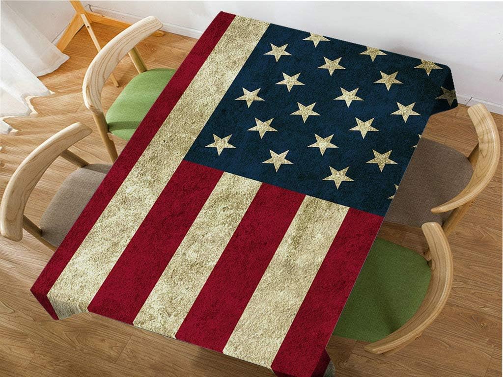 Moslion Decorative Rectangle Table Cloths Old Vintage American Flag Tablecloth Table Cover for Dining/BBQ/Picnic/Coffee Table 52 X 70 Inches Tbc-002 52 X 70 Inches