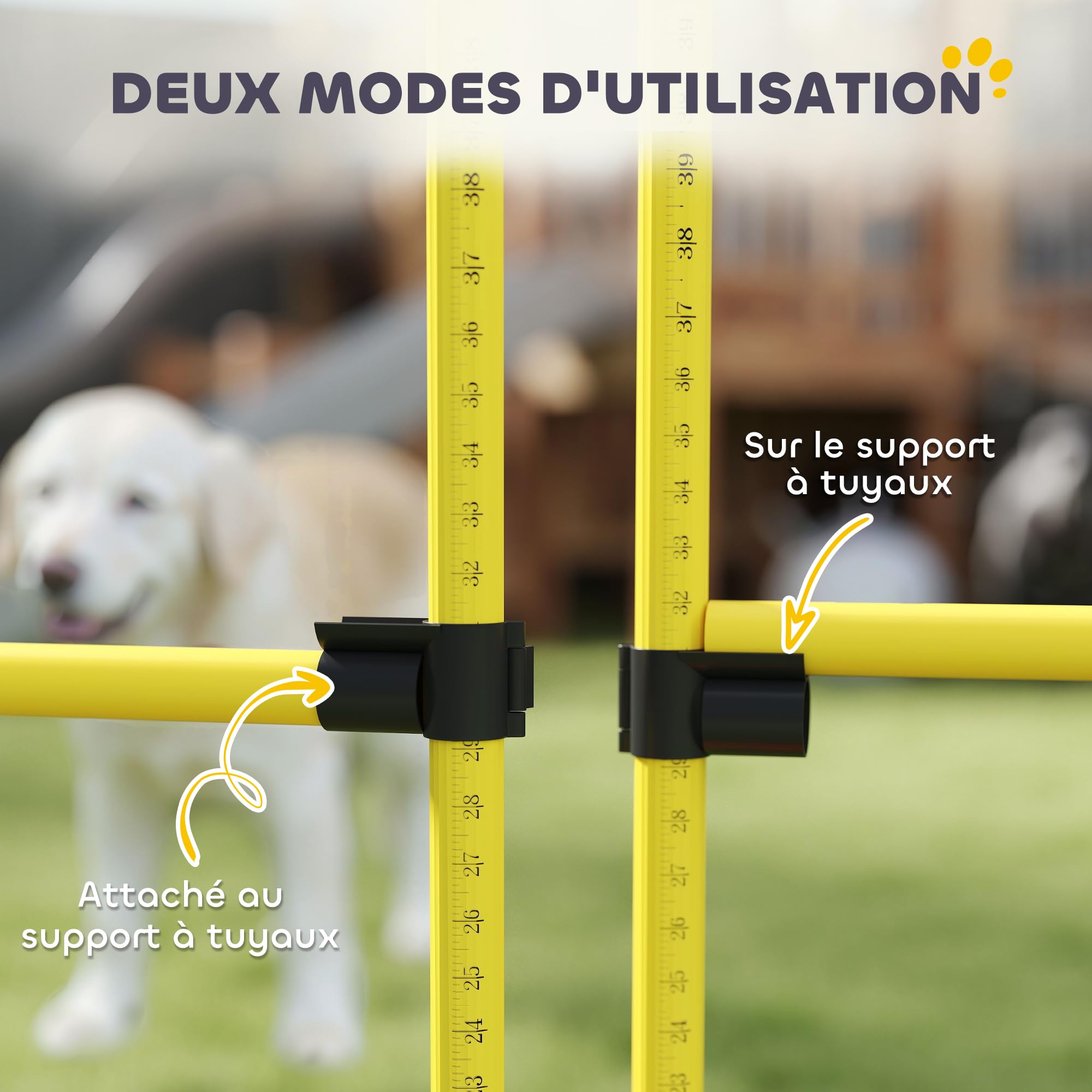 PawHut Kit d'équipement d'agilité pour Chien, kit d'agilité pour Chien avec 4 Haies de Saut réglables en Hauteur, Sac de Transport, Assemblage Facile, Agility à Chien Portable, Jaune et Orange