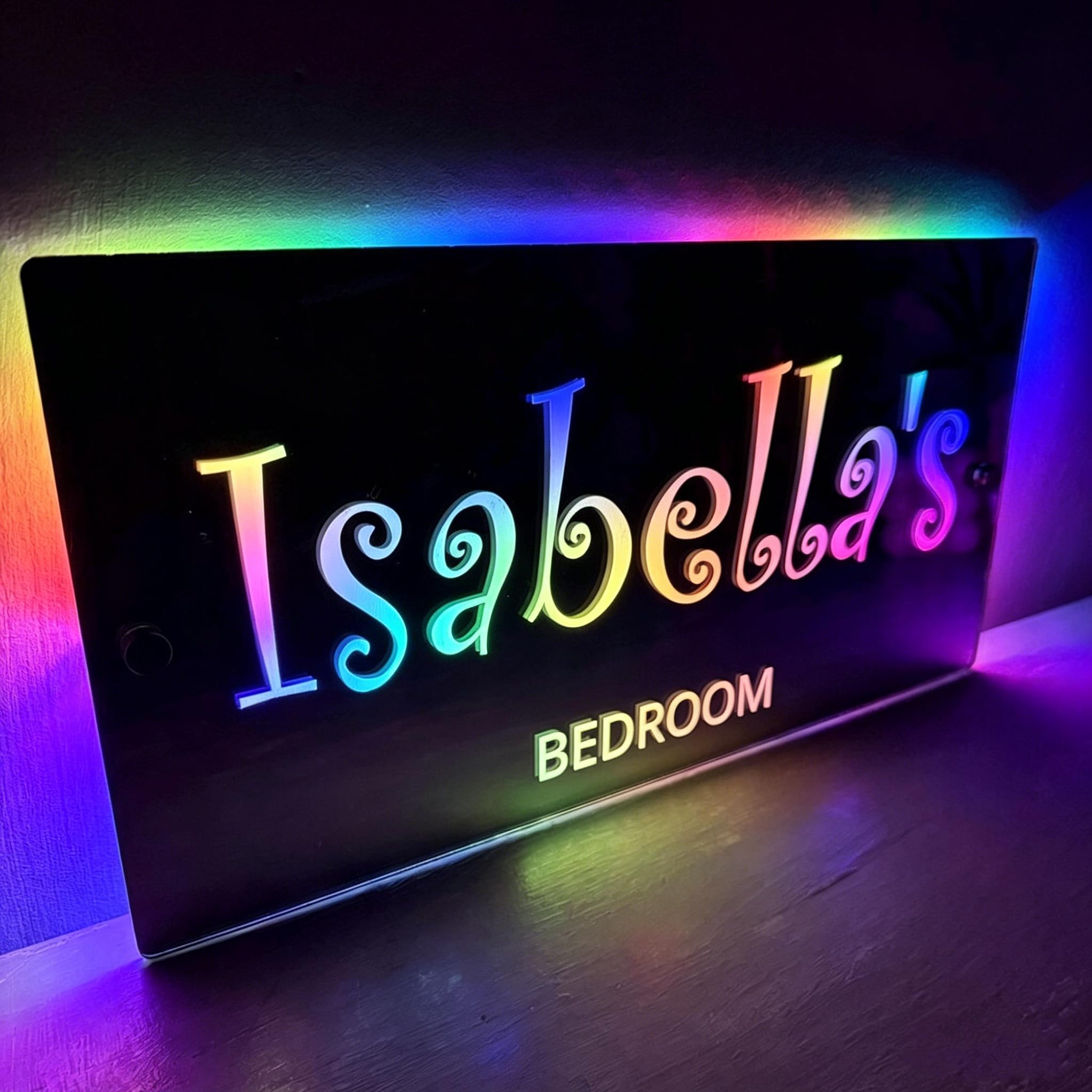 Custom Name LED Neon Sign Personalized Bedroom Door Sign with RGB Backlight Customizable Name Light for Kids Room, Teen Bedroom, Game Room, Home Decor Custom Gift for Girls & Boys