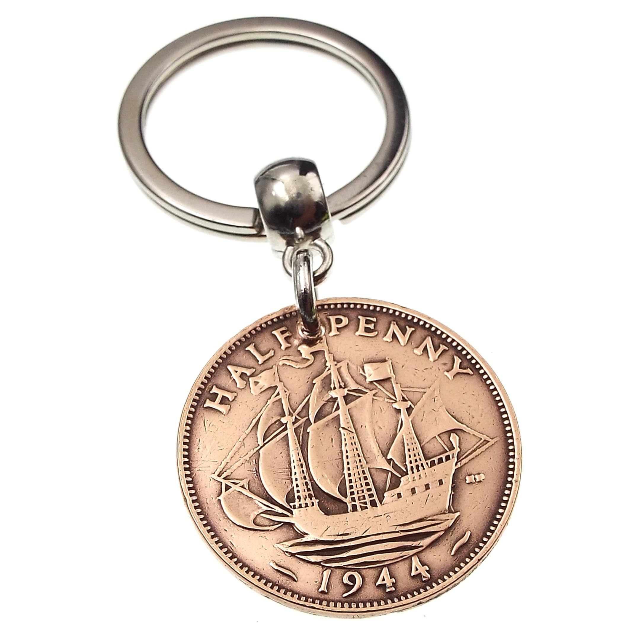 A Silver Dream 1944 British Half Penny Coin Keyring