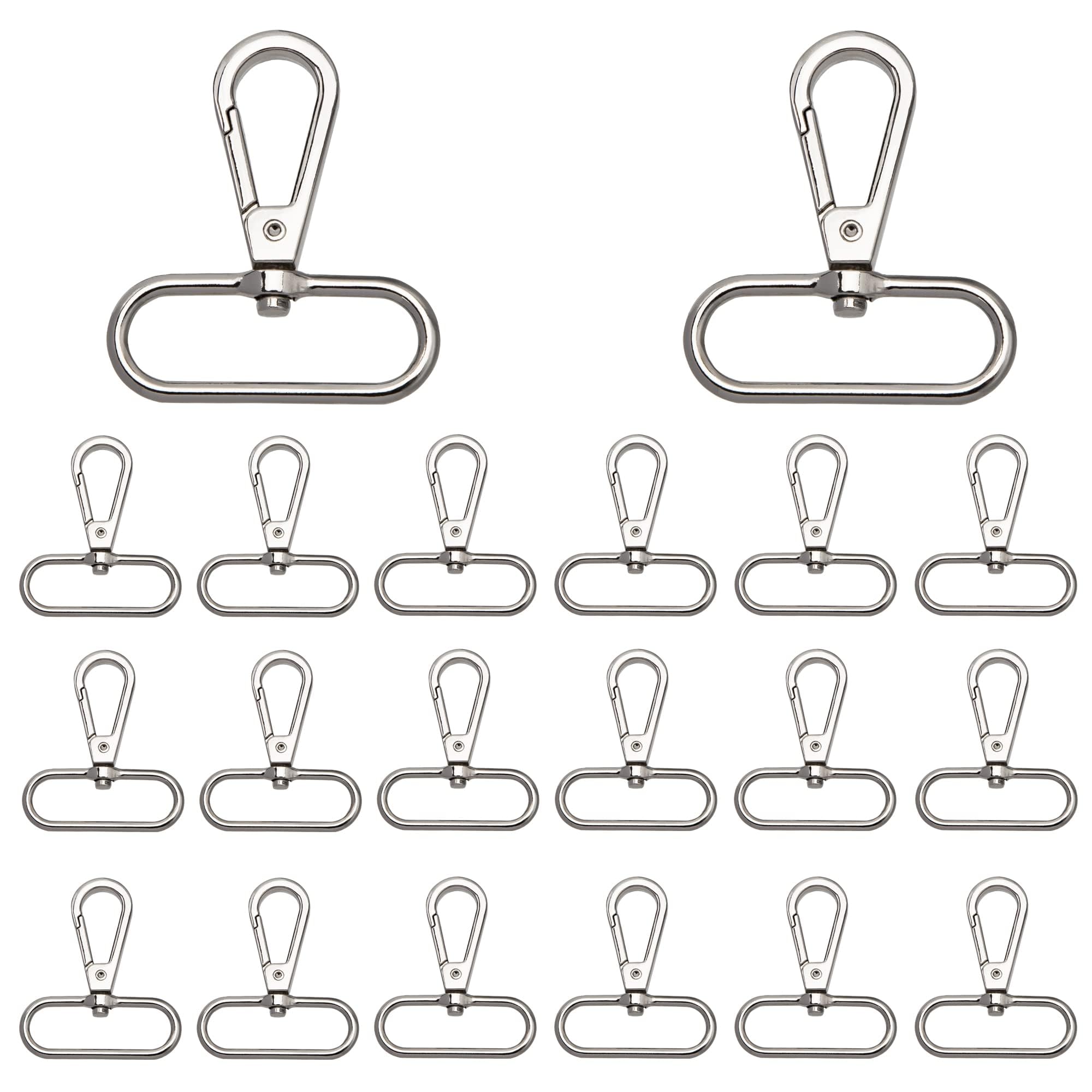 20 moschettoni girevoli con anello a D, portachiavi in acciaio inox con occhiello girevole a 360°, per accessori macramè e artigianato fai da te (larghezza interna 12 mm