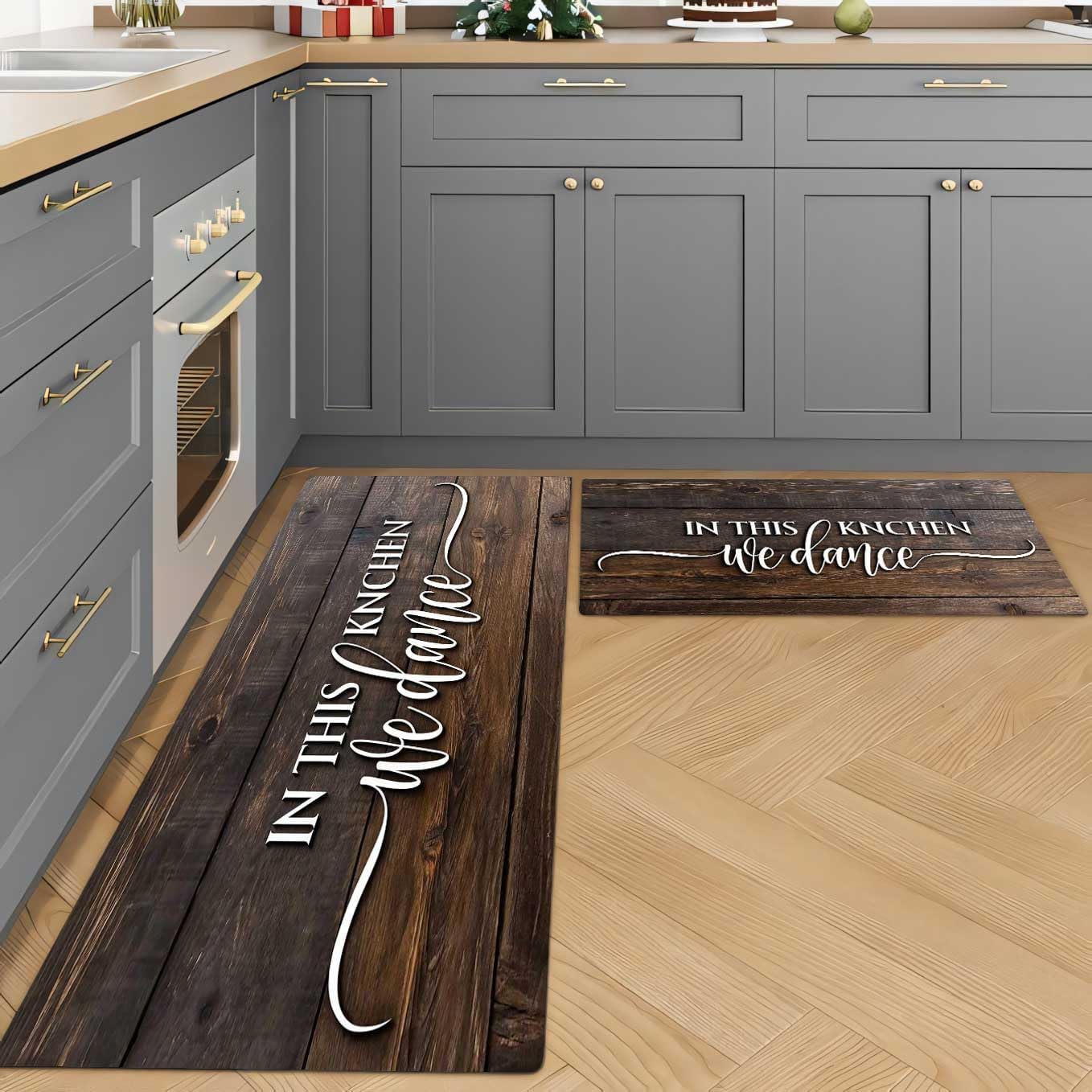 Dance Kitchen mat [2 PCS] Cushion Kitchen Rug, Non-Slip mat Flannel Fun Theme Rug, for Kitchen, Floor, Office, Sink, Laundry Room Decoration 17"x 47"+17"x 24"