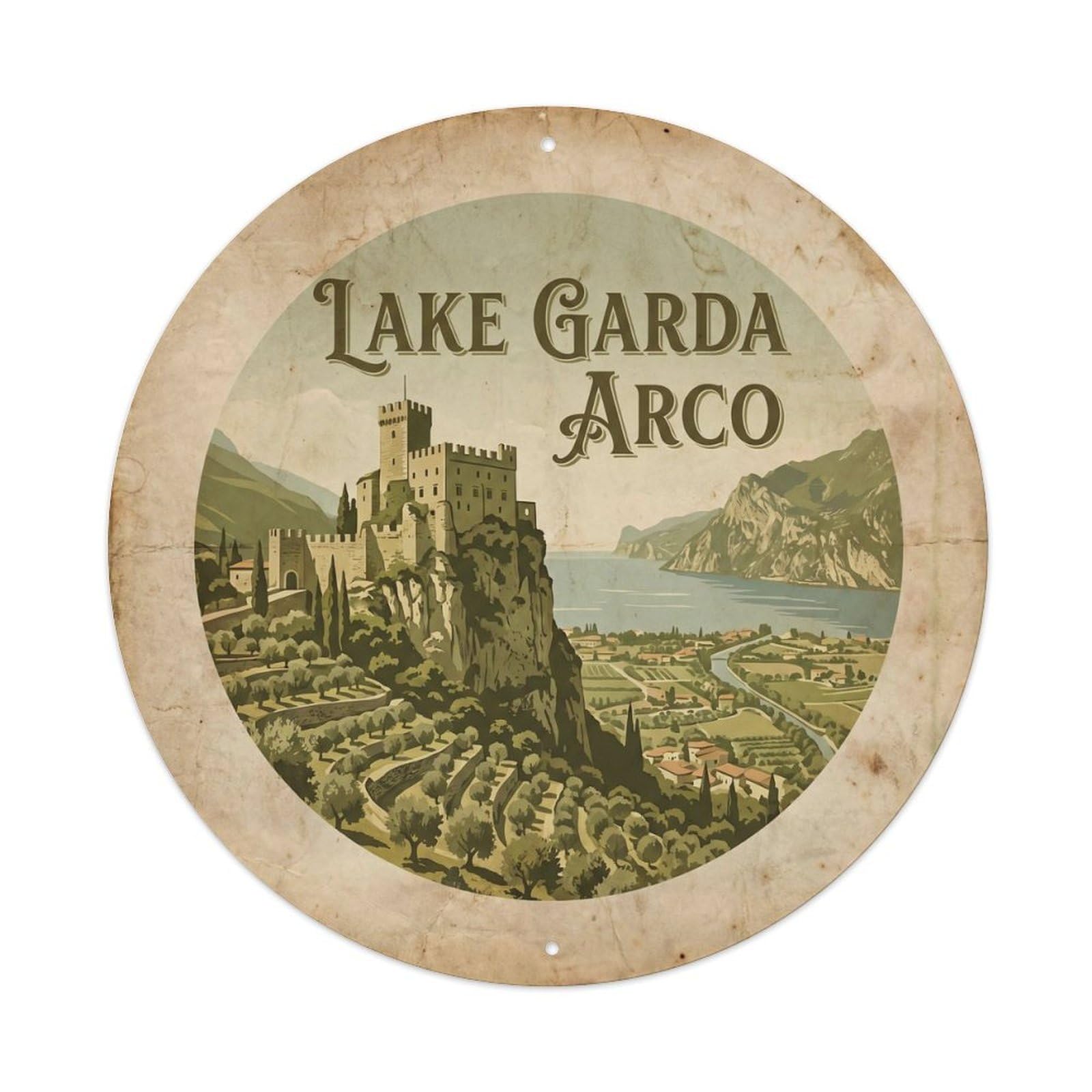 Olhnbad Style Lake Garda Arco Route Travel Retro Culture Metal Tin Sign