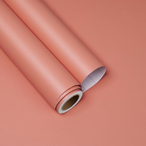 YENHOME Papel tapiz rosa coral, papel tapiz de despegar y pegar para dormitorio, cocina, papel adhesivo rosa autoadhesivo para escritorio, armario,