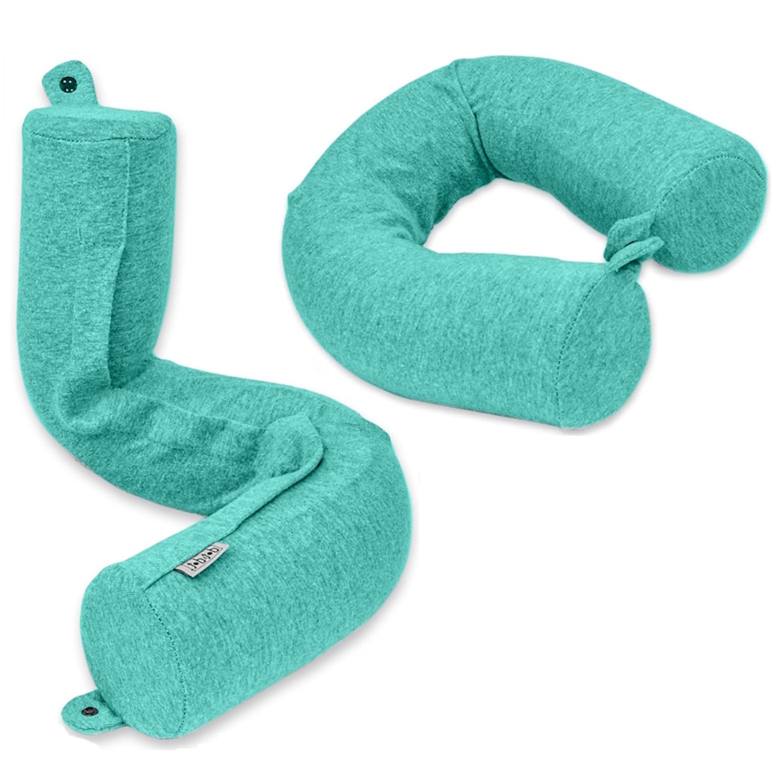Dot&amp;Dot Twist Memory Foam Kids Travel Pillow, Bendable Neck Pillow for Airplane, Car and Home, 23-Inch Adjustable Roll with Washable Cotton Cover, Green