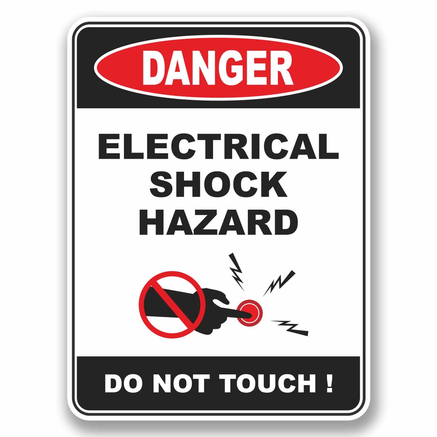 Destinationvinyl Multi 2 X 10Cm Danger Electrical Shock Hazard Do Not Touch Vinyl Sticker Laptop #9673 (7.5Cm Wide X 10Cm Tall)