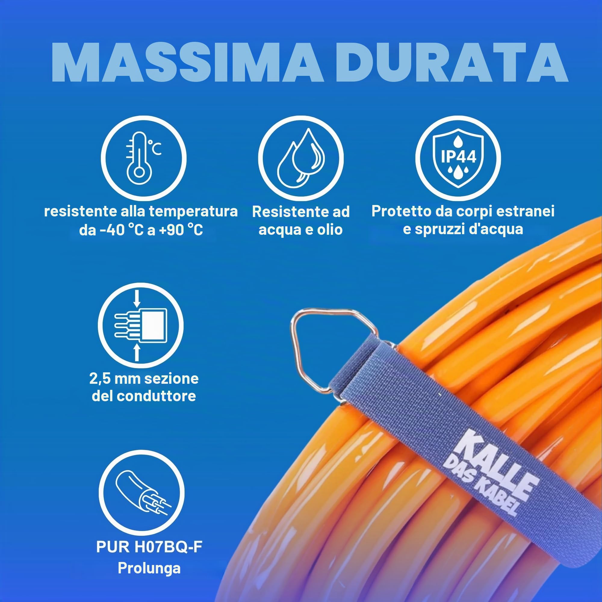 Prolunga CEE Kalle Blue Signal 2,5mm², linea premium completa, per industria, edilizia, barche, camper, campeggio, 10 metri