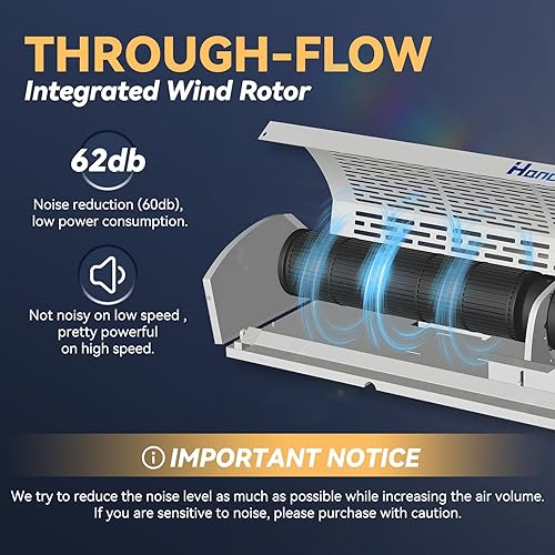 Miniatura 4 de Hanchen Cortina de aire de 40 pulgadas Nueva versión 2025 Interruptor magnético de puerta 2 velocidades 15271292 CFM sin refrigeración y sin