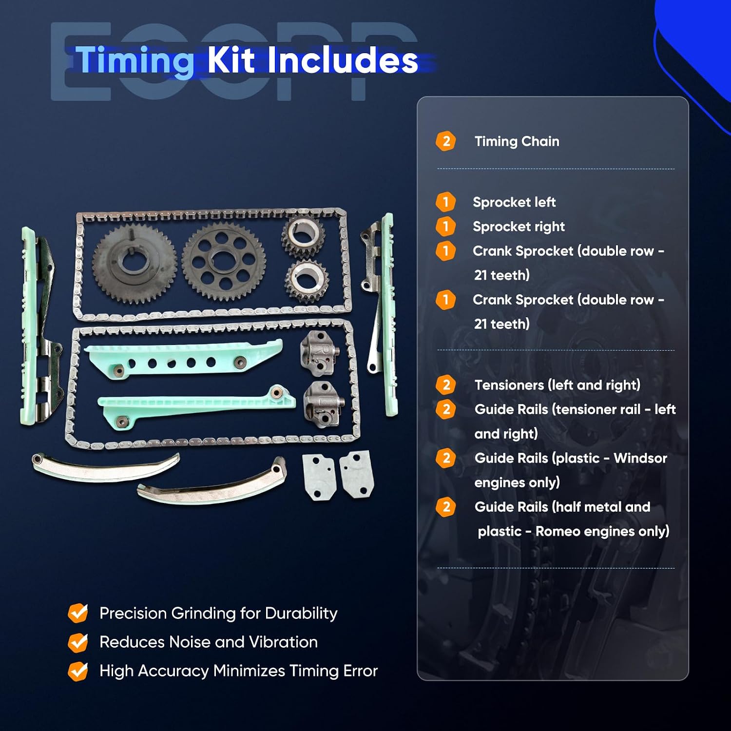ECCPP Timing Chain Kit fits for 1997-2007 for ford E150 F150 Explorer Expediton 4.6