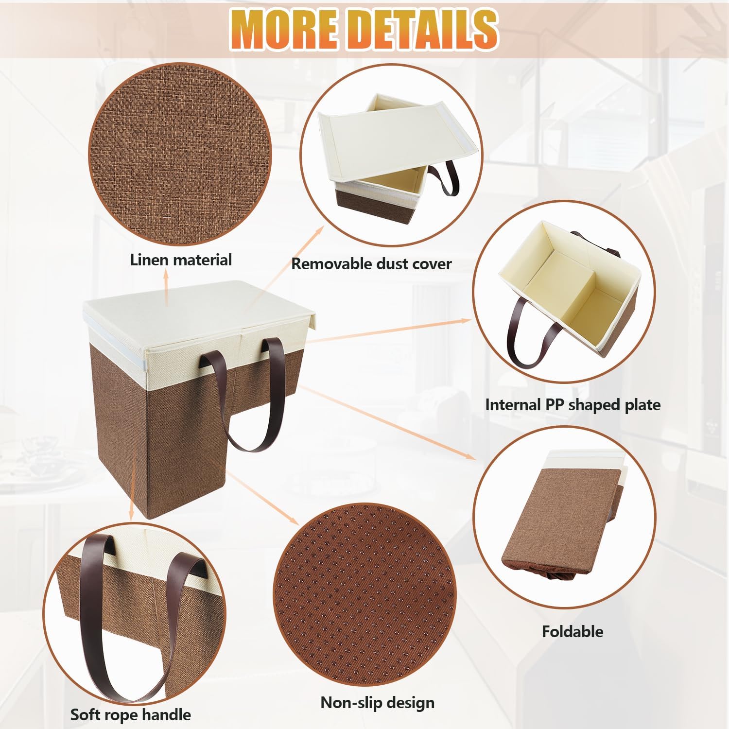 2025 NEW Foldable Stairs Basket Flax, L-Shape Stair Organiser Basket with Carry Handle and Lid, staircase baskets Stair Box, Non-slip Large Stair Tidy Baskets Bin for Book, Shoe, Toys,Laundry