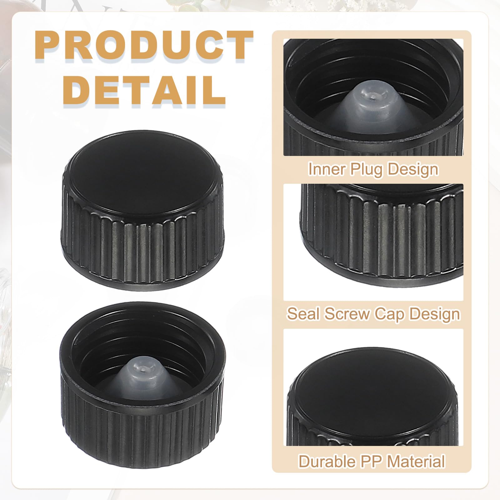 QUARKZMAN 32 Pezzi Copertura In Resina Fenolica, 18mm Guarnizione In Poli Tappi A Vite Di Plastica Tappi Di Sostituzione Per Bottiglie Filettati Tappi In Plastica Per Bottiglie, Nero