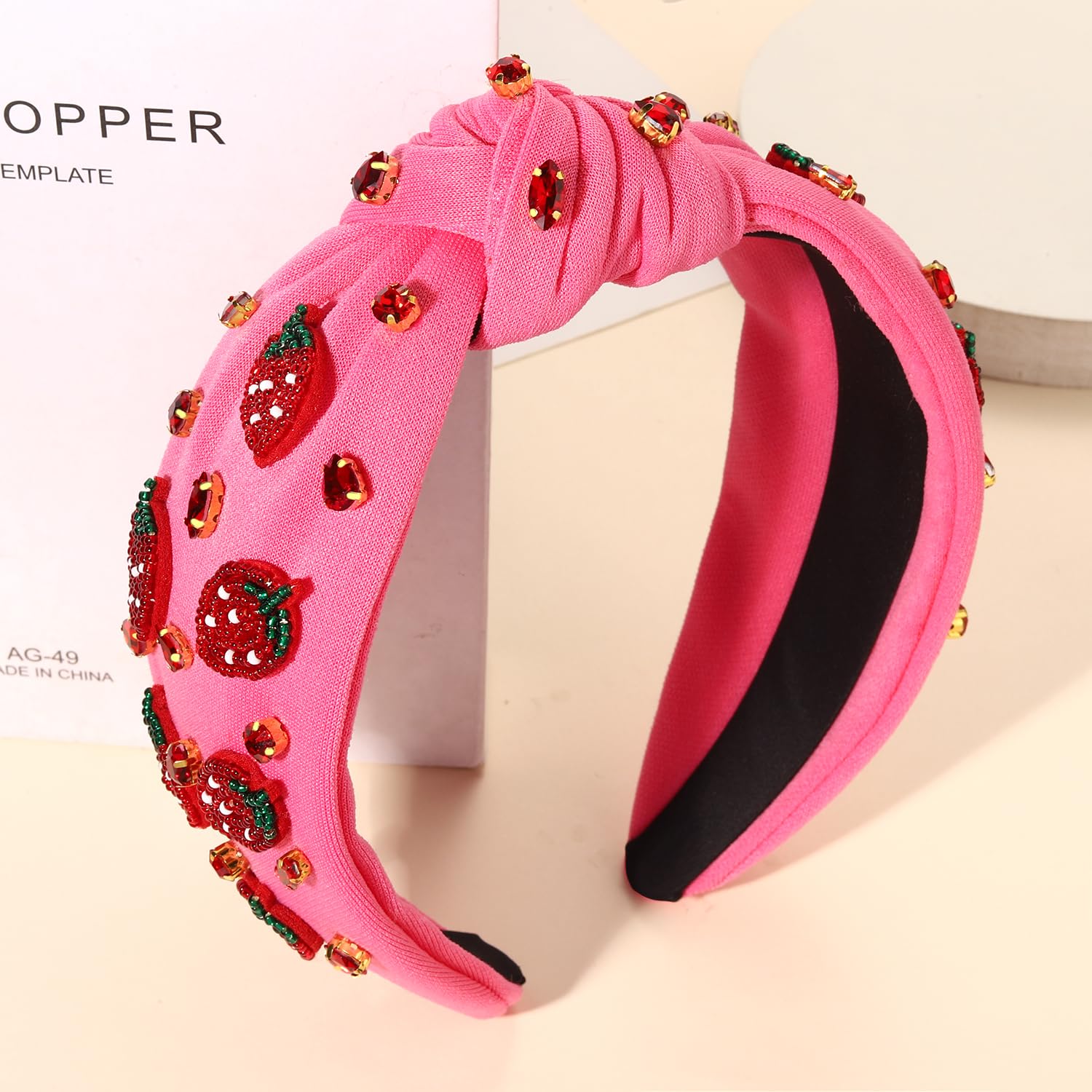 4486 Summer Headband - White Pink Floral Beaded Flower Palm Leaf Top Knot Amazon.com : NVENF Flower Headbands for Women Spring Summer  main image 3