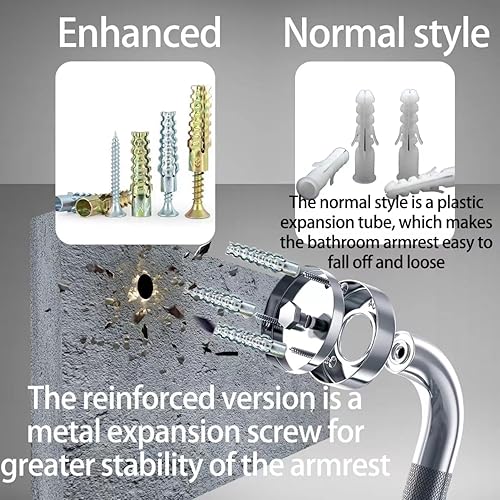 Miniatura 3 de Barra de agarre mejorada para ducha, productos de equilibrio de seguridad de asistencia de ancianos de 16 pulgadas para baño, inodoro, mango de