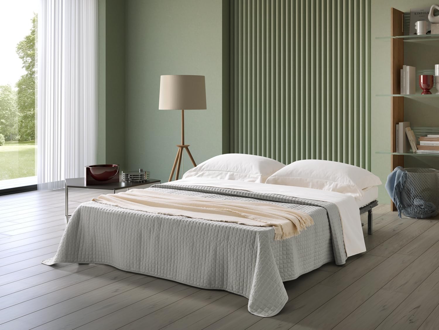 EVERGREENWEB - Divano Letto 3 Posti con Materasso Matrimoniale 160x190 Ortopedico, Prontoletto RICHIUDIBILE con Rivestimento SFODERABILE e Lavabile, Coppia Cuscini SUPERSOFT Abbinati color Blu EVENING