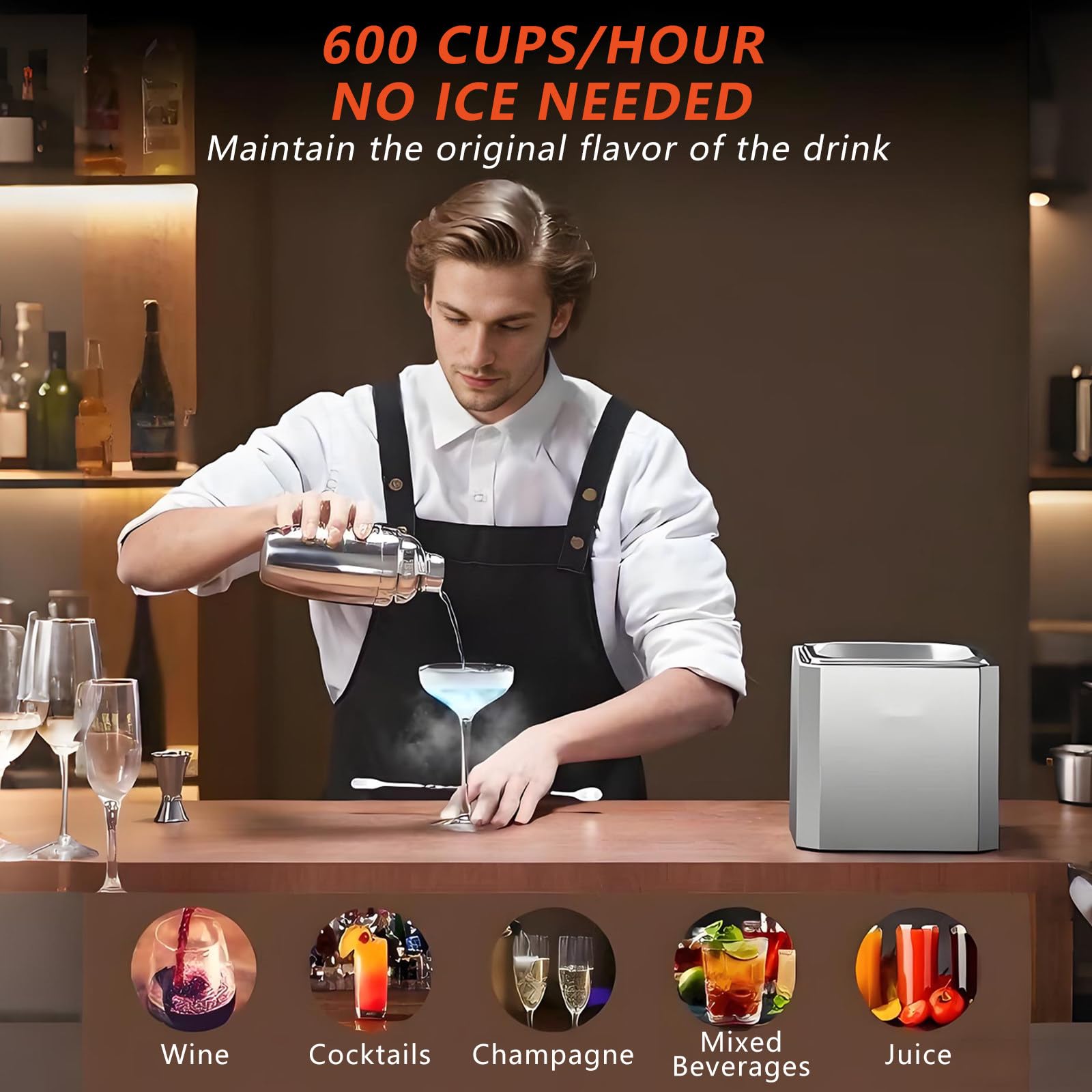 Refrigeratore per Bicchieri Compatto, Raffreddamento Rapido A -25 °C in 6 Secondi, Macchina per Il Raffreddamento Istantaneo di Bicchieri A Co2, per Cocktail, Birra, Cocktail