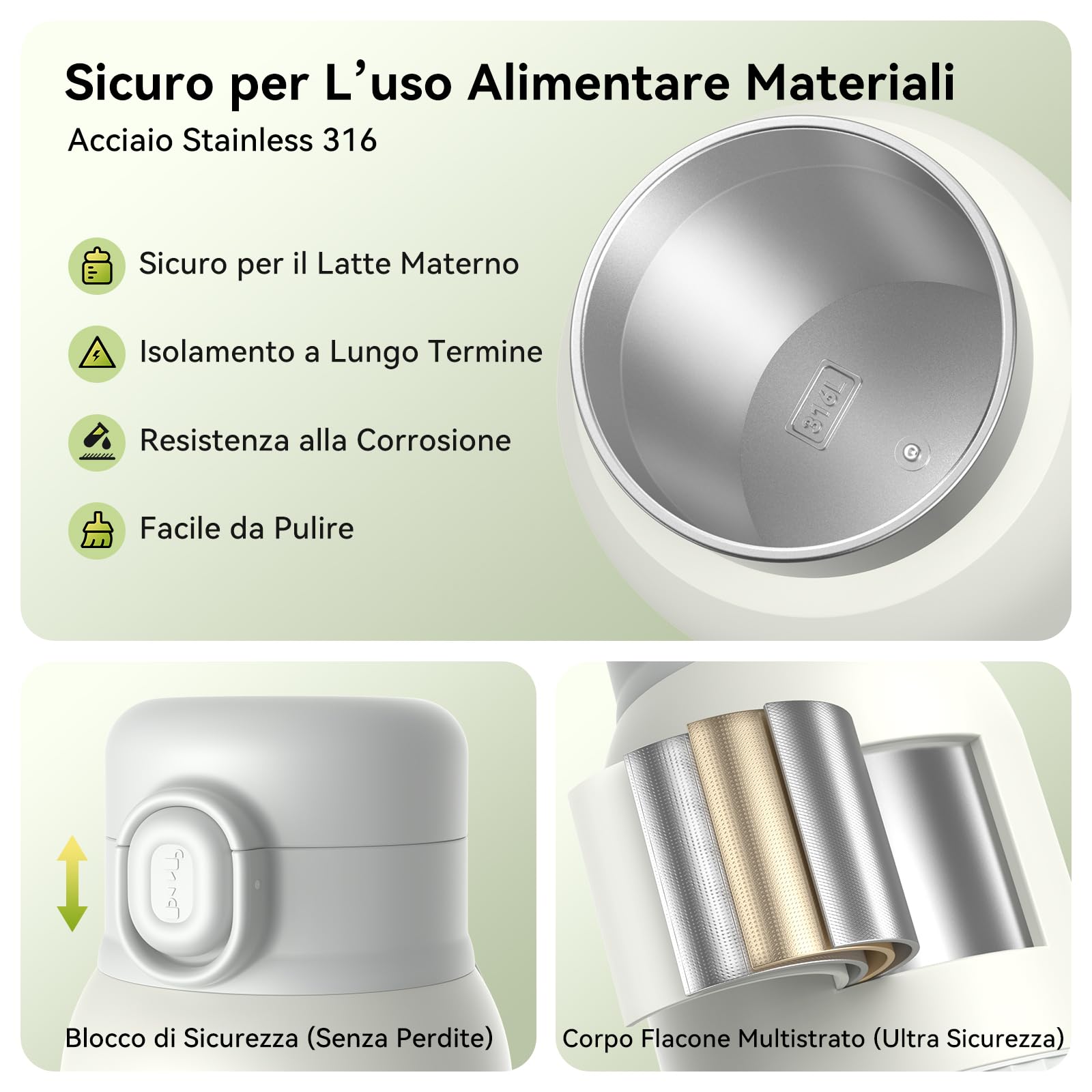 Scaldabiberon portatile per bambini in viaggio, batteria da 380 ml, per latte materno, acqua 10000 mAh, riscaldamento rapido, controllo preciso della temperatura 100W lunga durata della