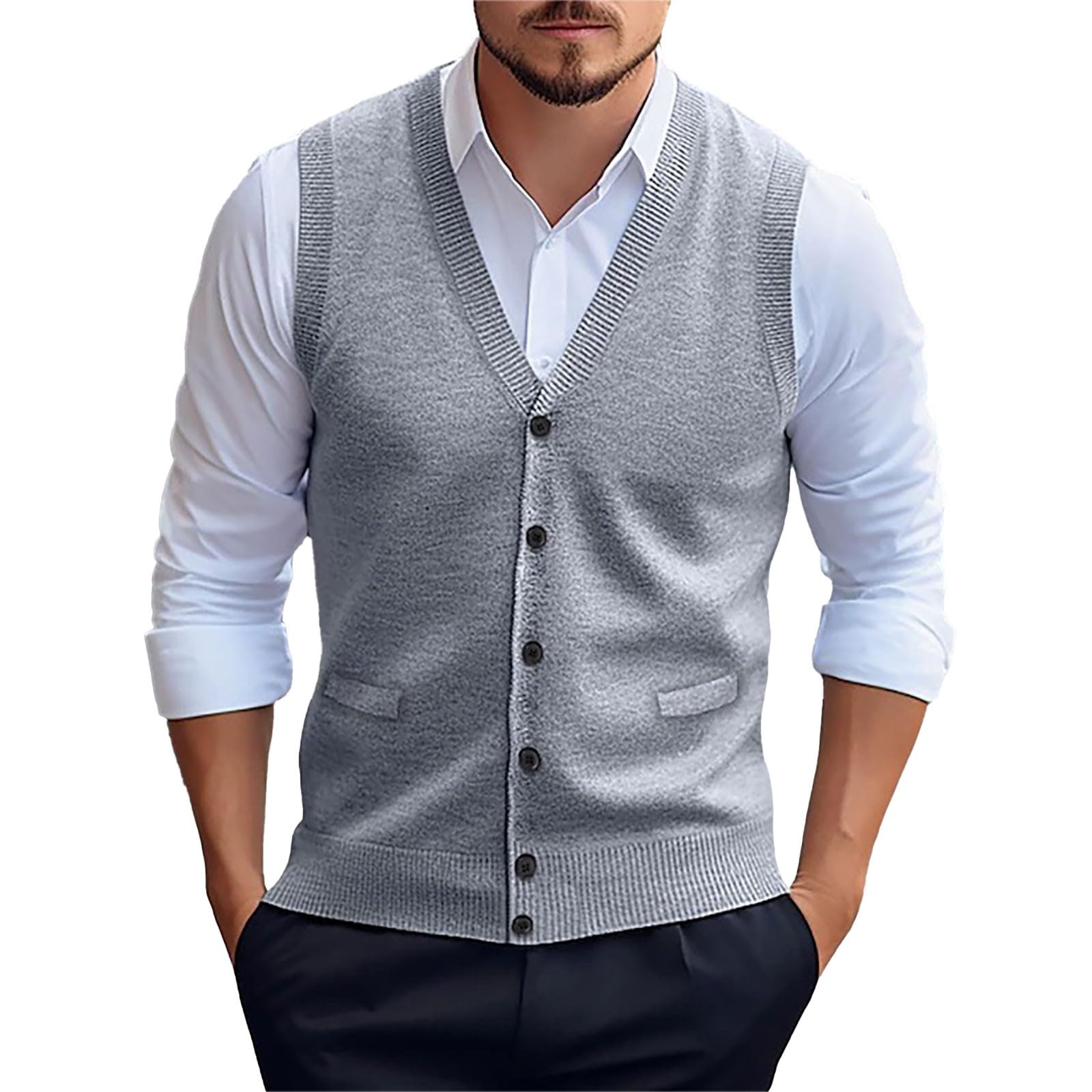 Generisch Gilet estivo da uomo, in pelle, nero, in pile