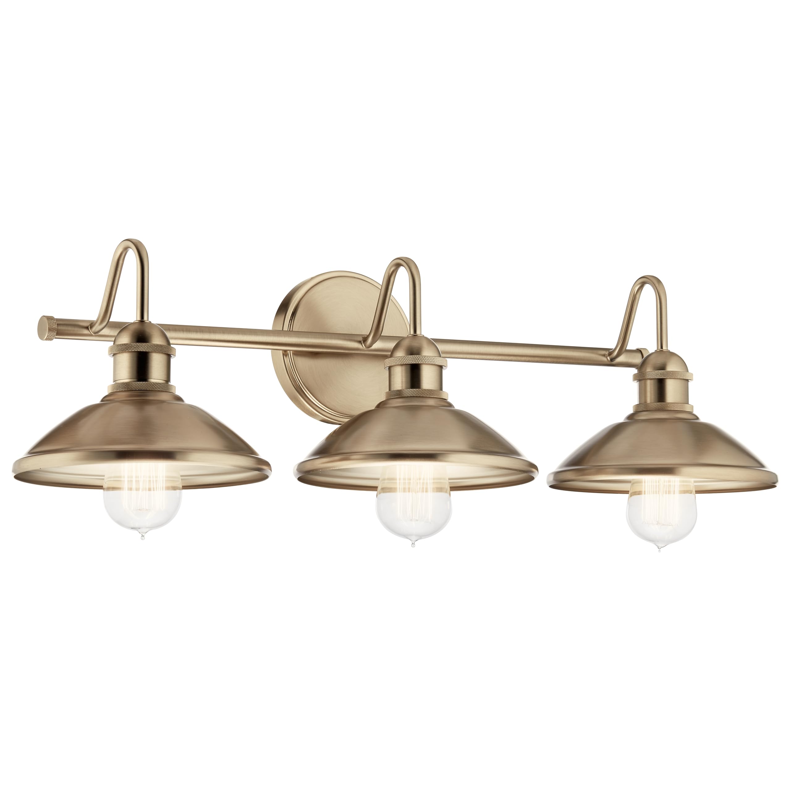 Kichler Clyde 3-Light Industrial Bathroom Vanity Light, Champagne Bronze