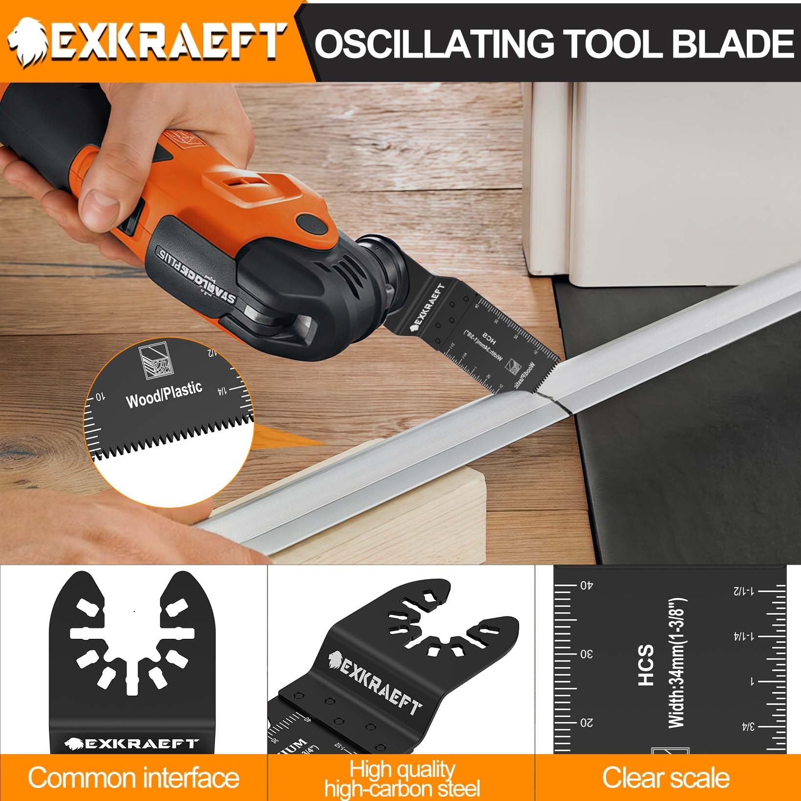 EXKRAEFT 100 hojas de sierra oscilantes profesionales universales de titanio para clavos de metal, madera y plástico, accesorios multiherramienta para Dewalt, Milwaukee, Ryobi, Rockwell Fein (100