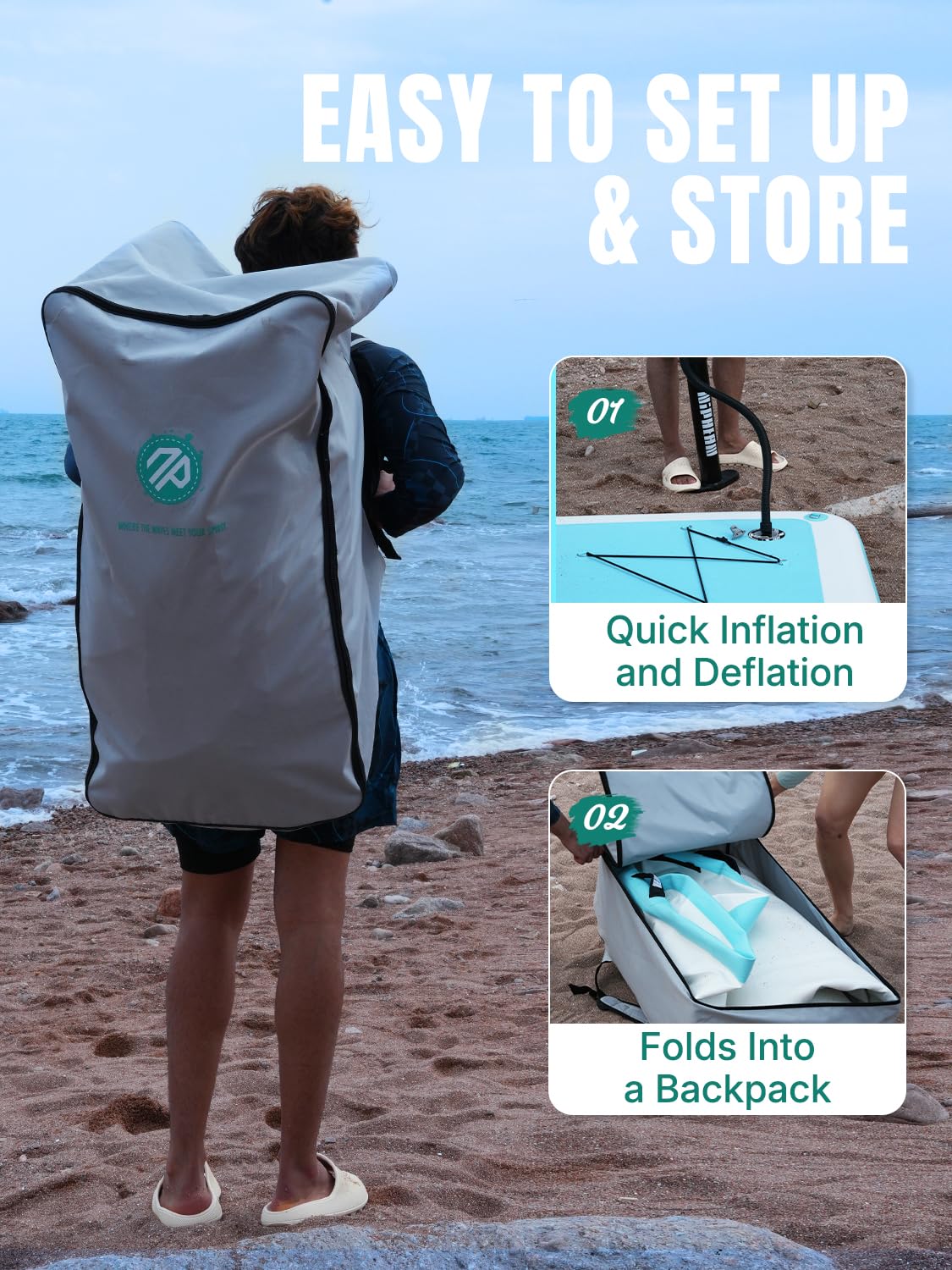 Niphean Materassino Mare 305cm per 5–6 Persone e Amici, Facile Gonfiaggio/Sgonfiaggio, Piattaforma Galleggiante Facilmente Trasportabile, Superficie Antiscivolo per Piscina, Lago, Spiaggia e Mare