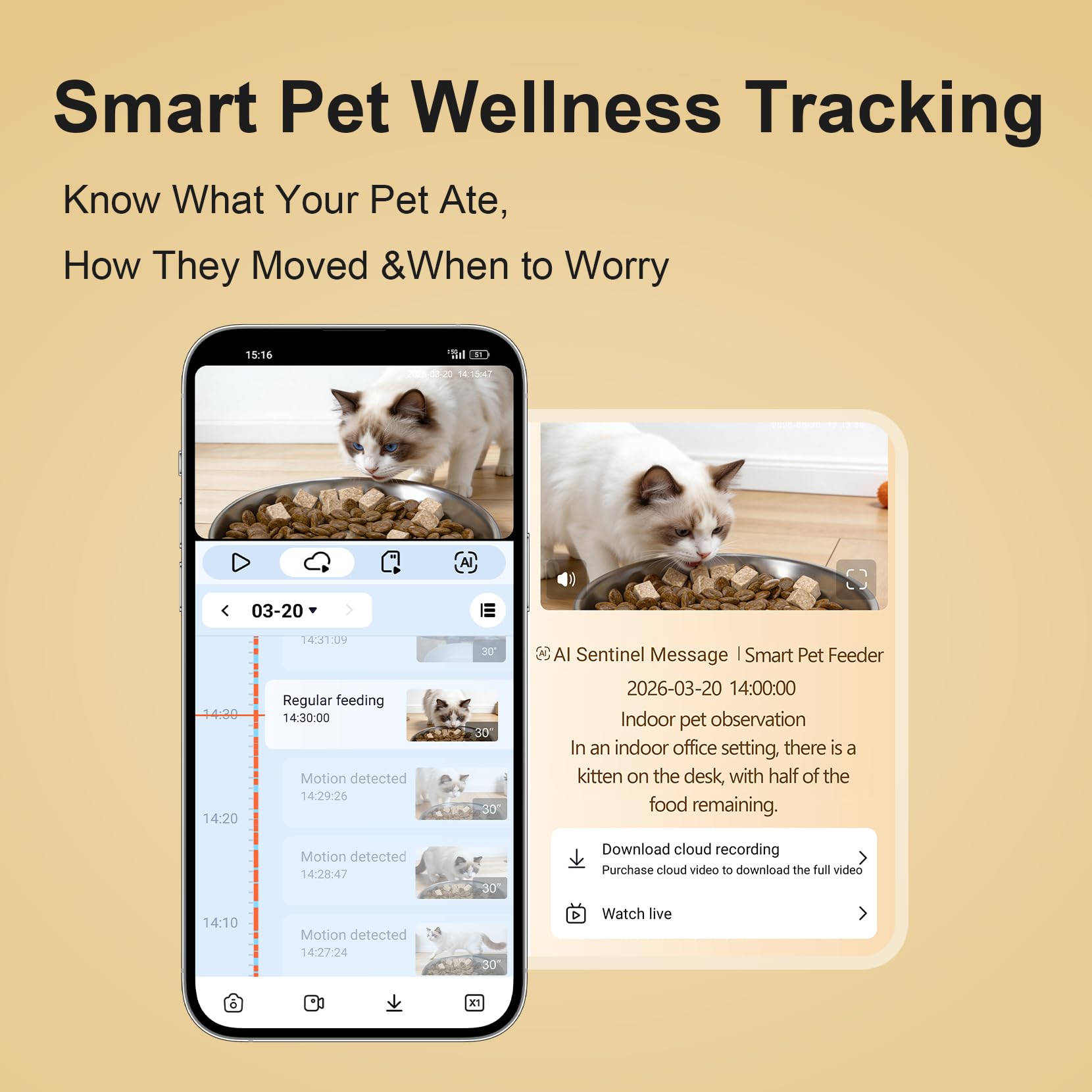 Automatic Cat Feeder with 2K Camera, 5G WiFi 6.5L Smart Pet Feeder for Cat & Small Dog, Automatic Dog Feeder with Night Vision, 2-Way Audio, Motion Detection, Feeding Schedule & App Control — view 6